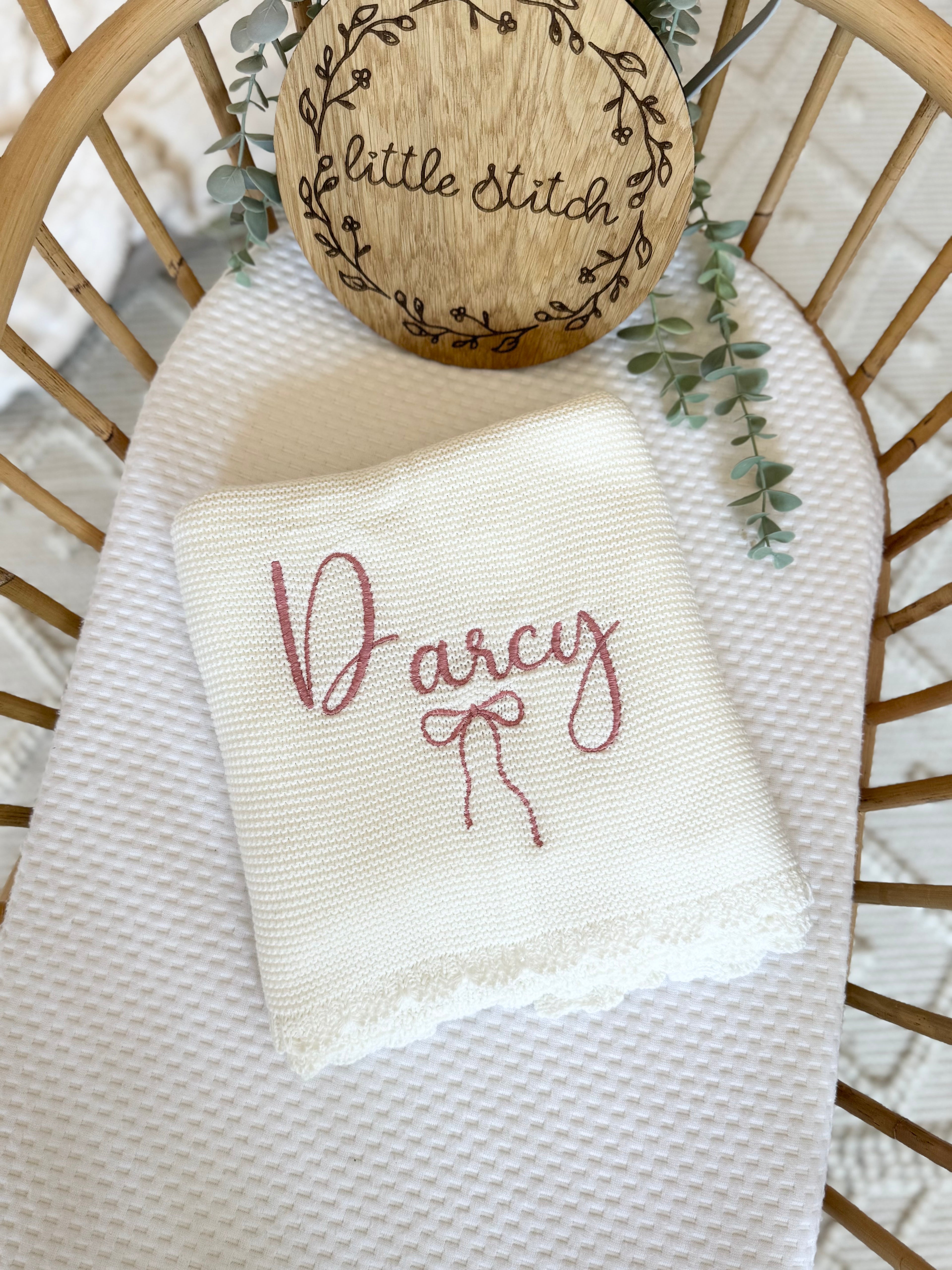 Name and bow design blanket