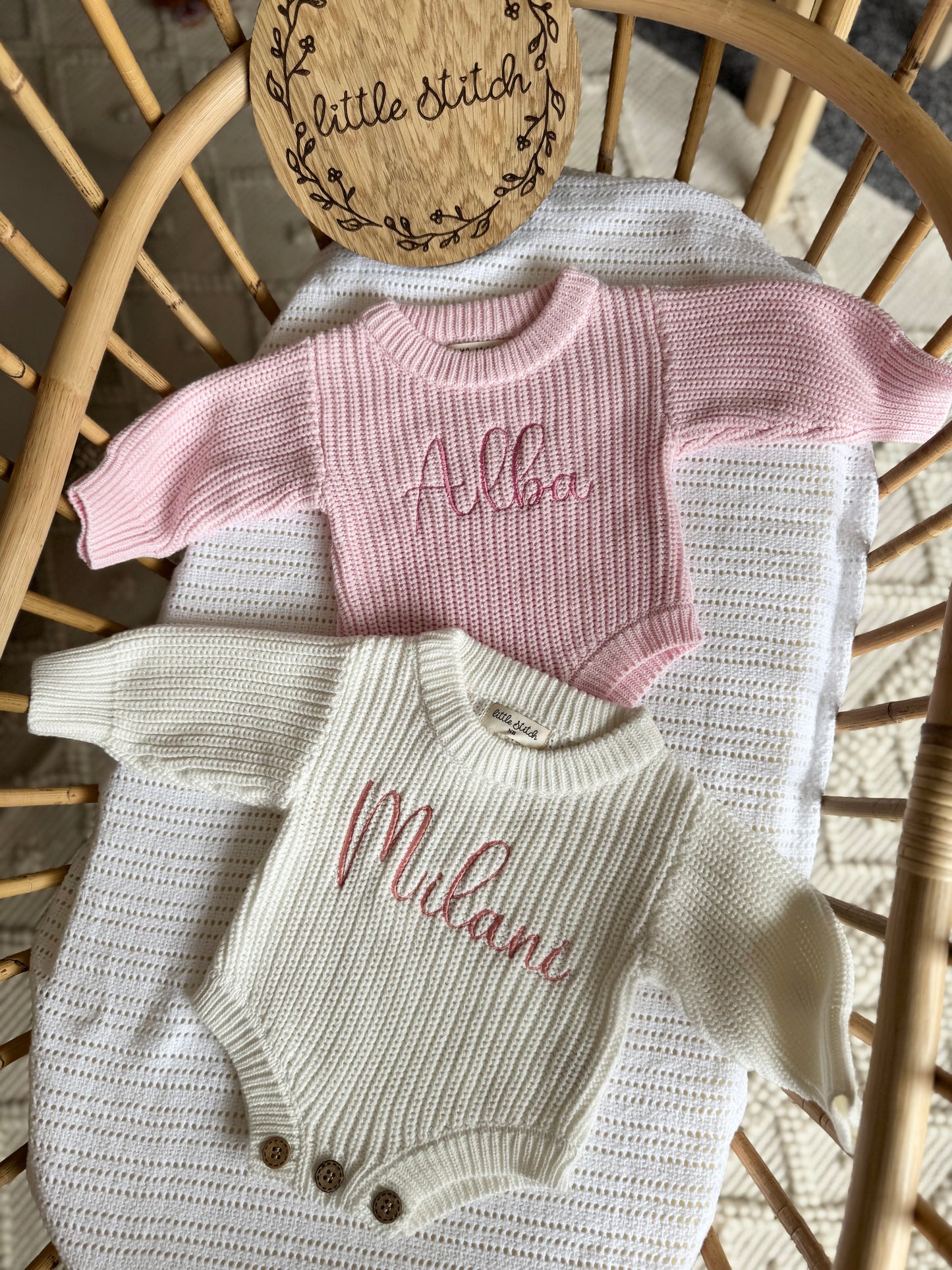 Newborn knitted romper - plain name