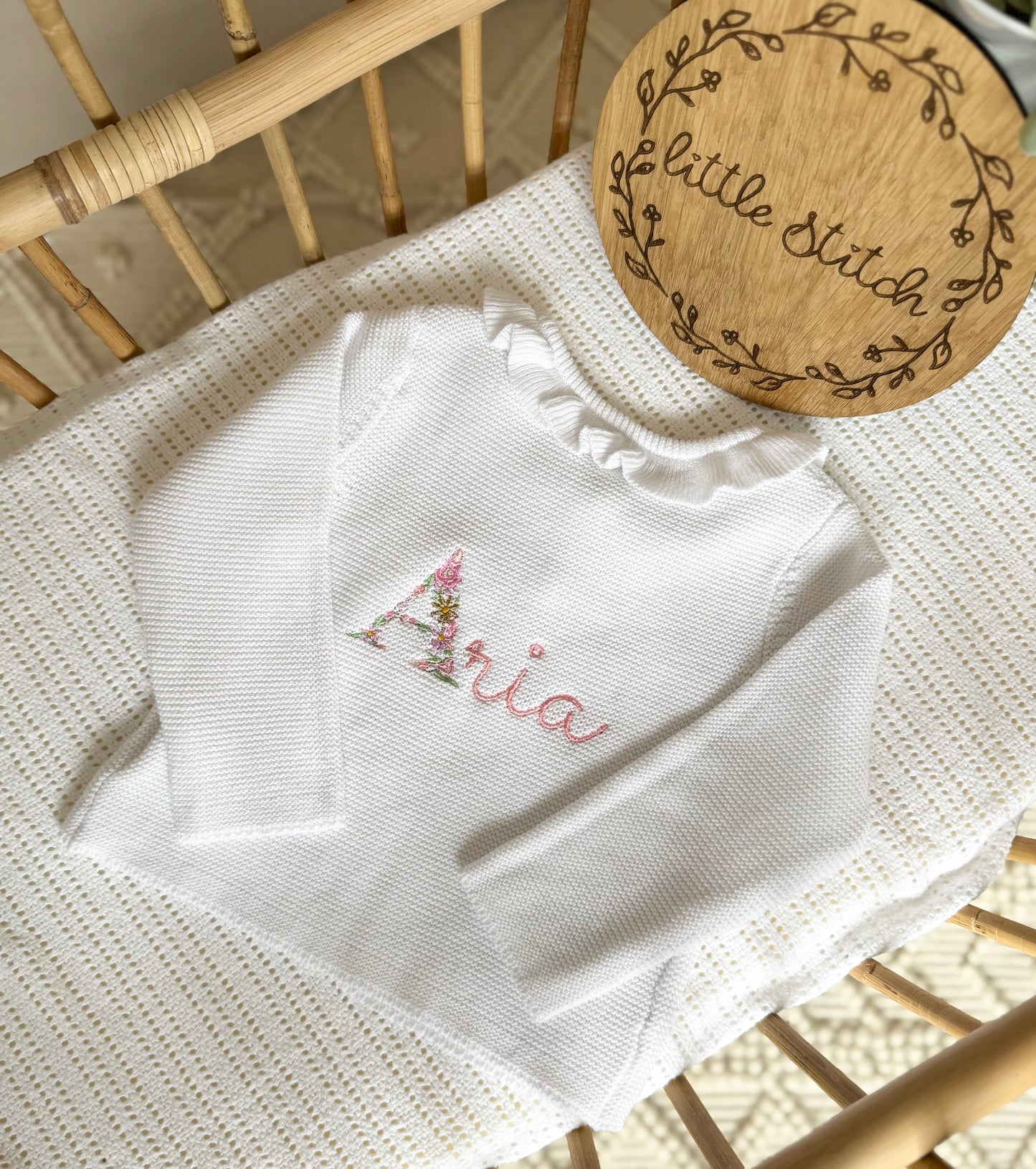 Floral first letter cardigan