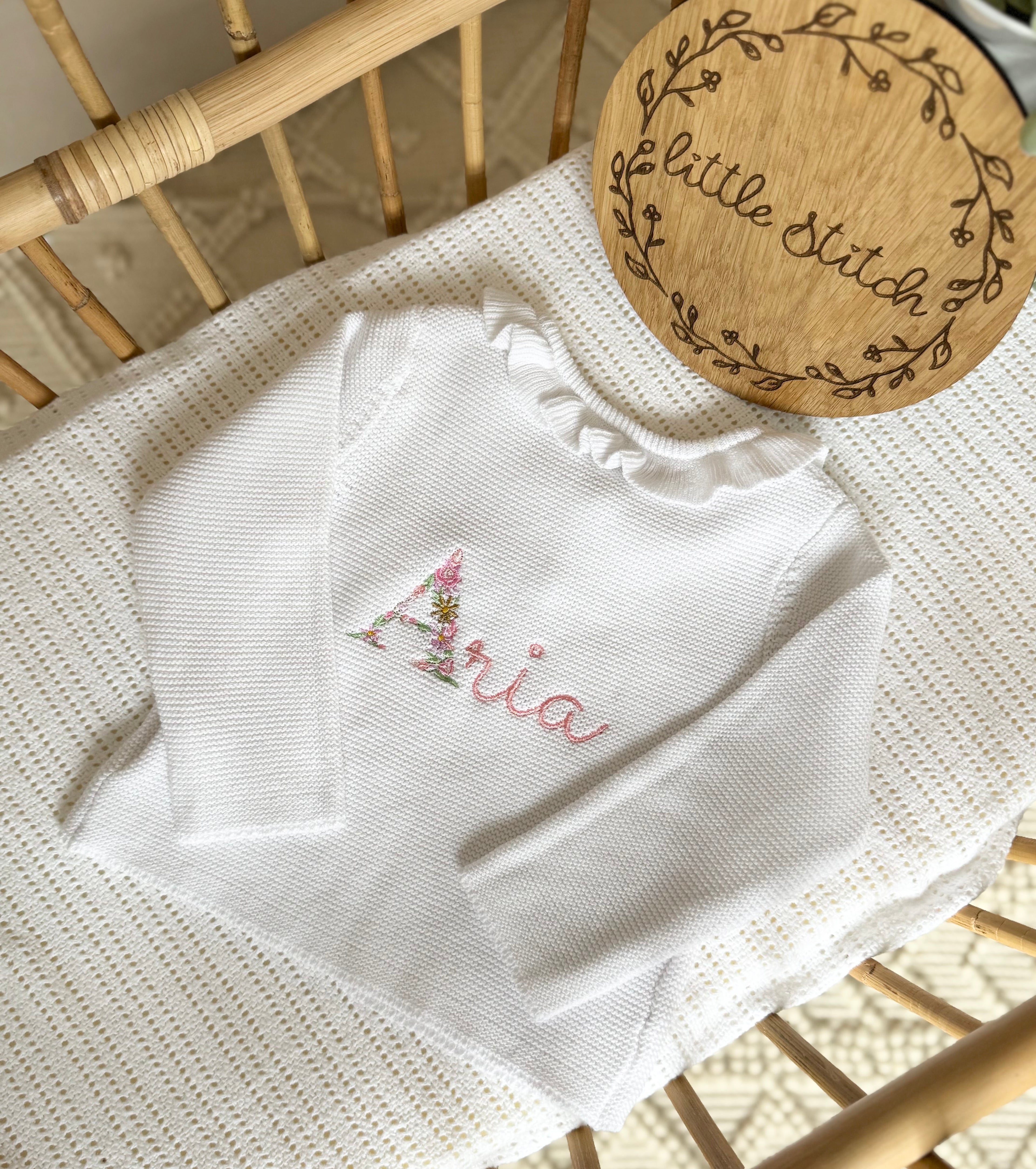 Floral first letter cardigan