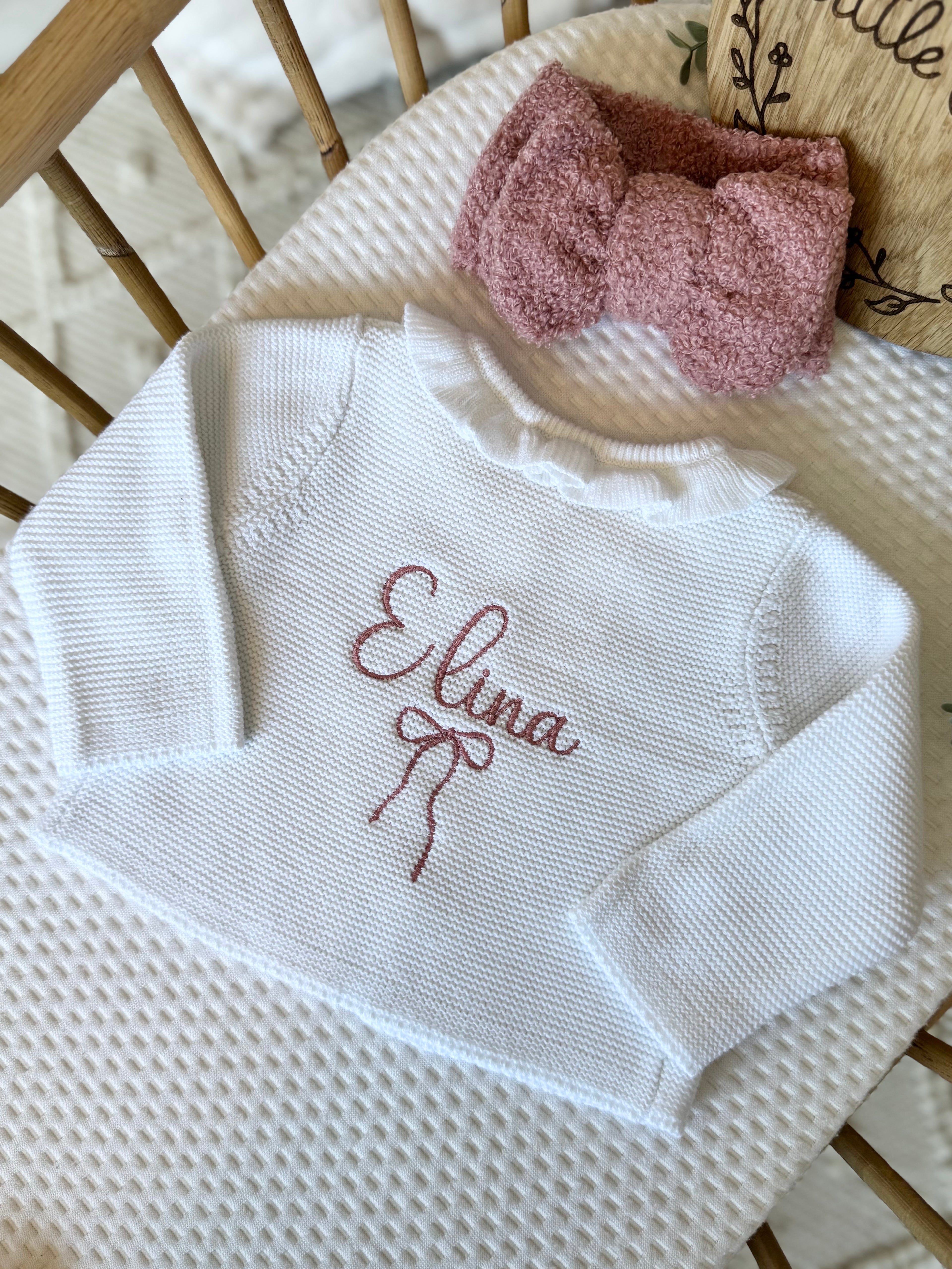 Name and bow cardigan
