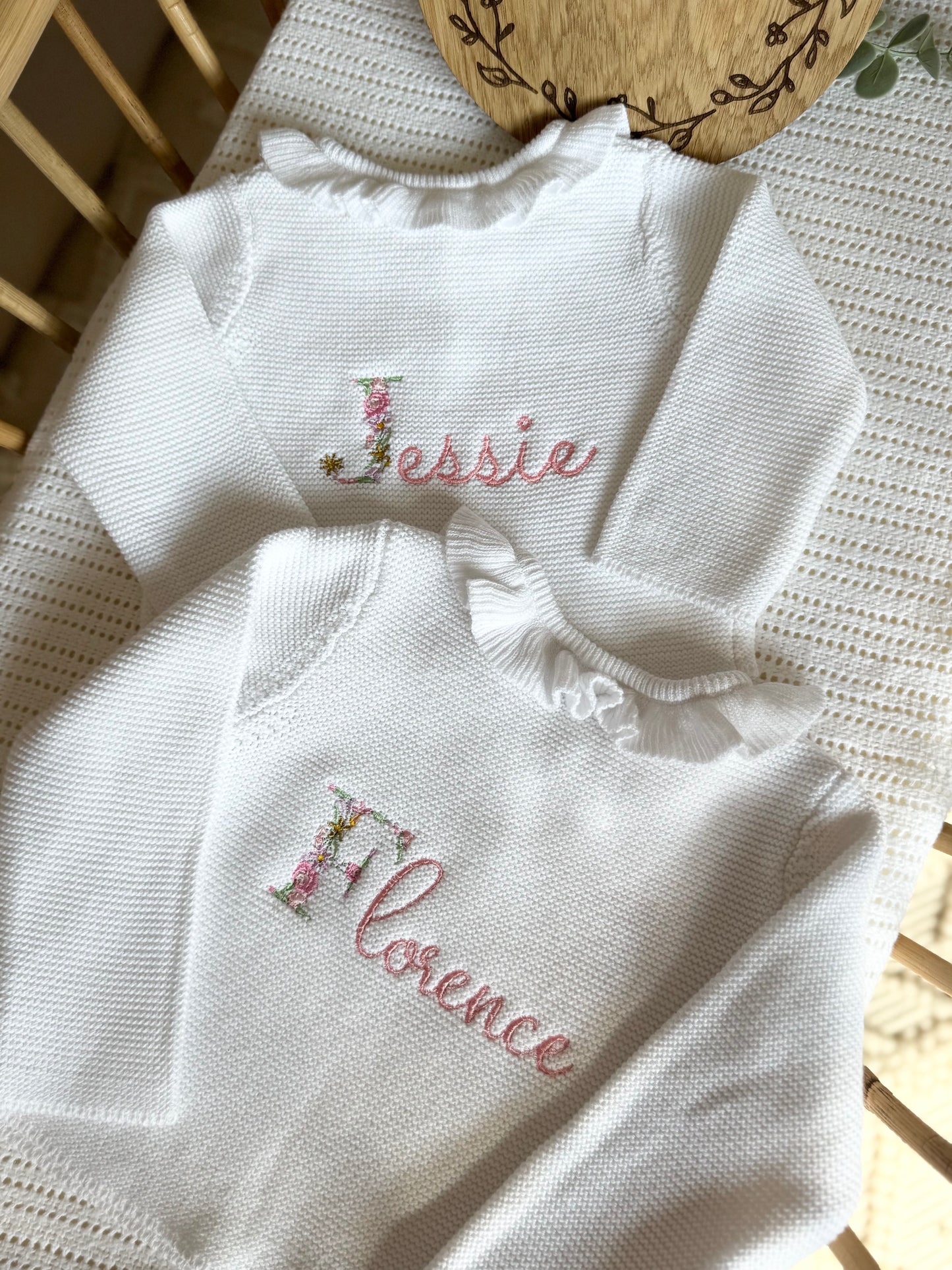 Floral first letter cardigan