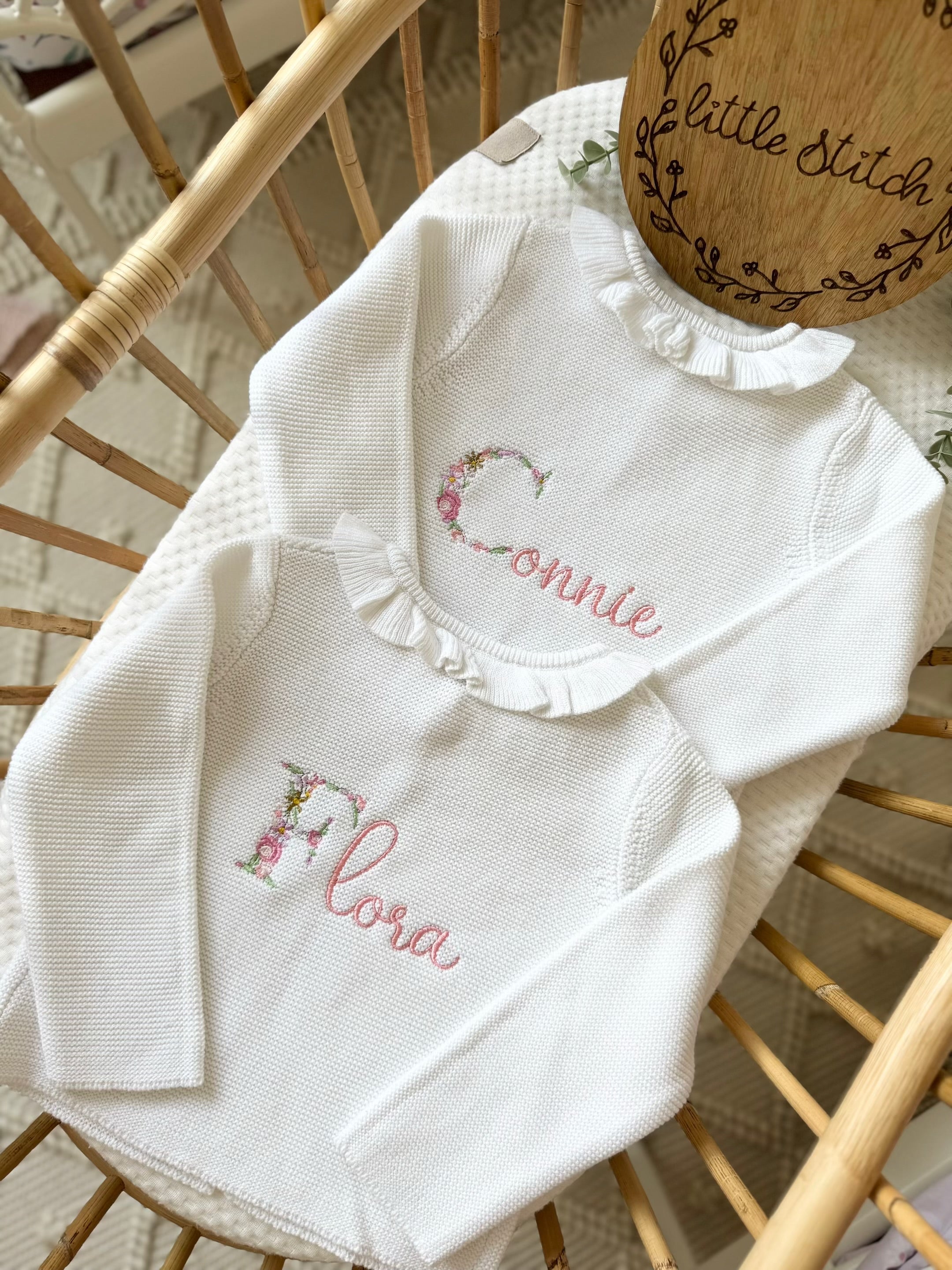 Floral first letter cardigan