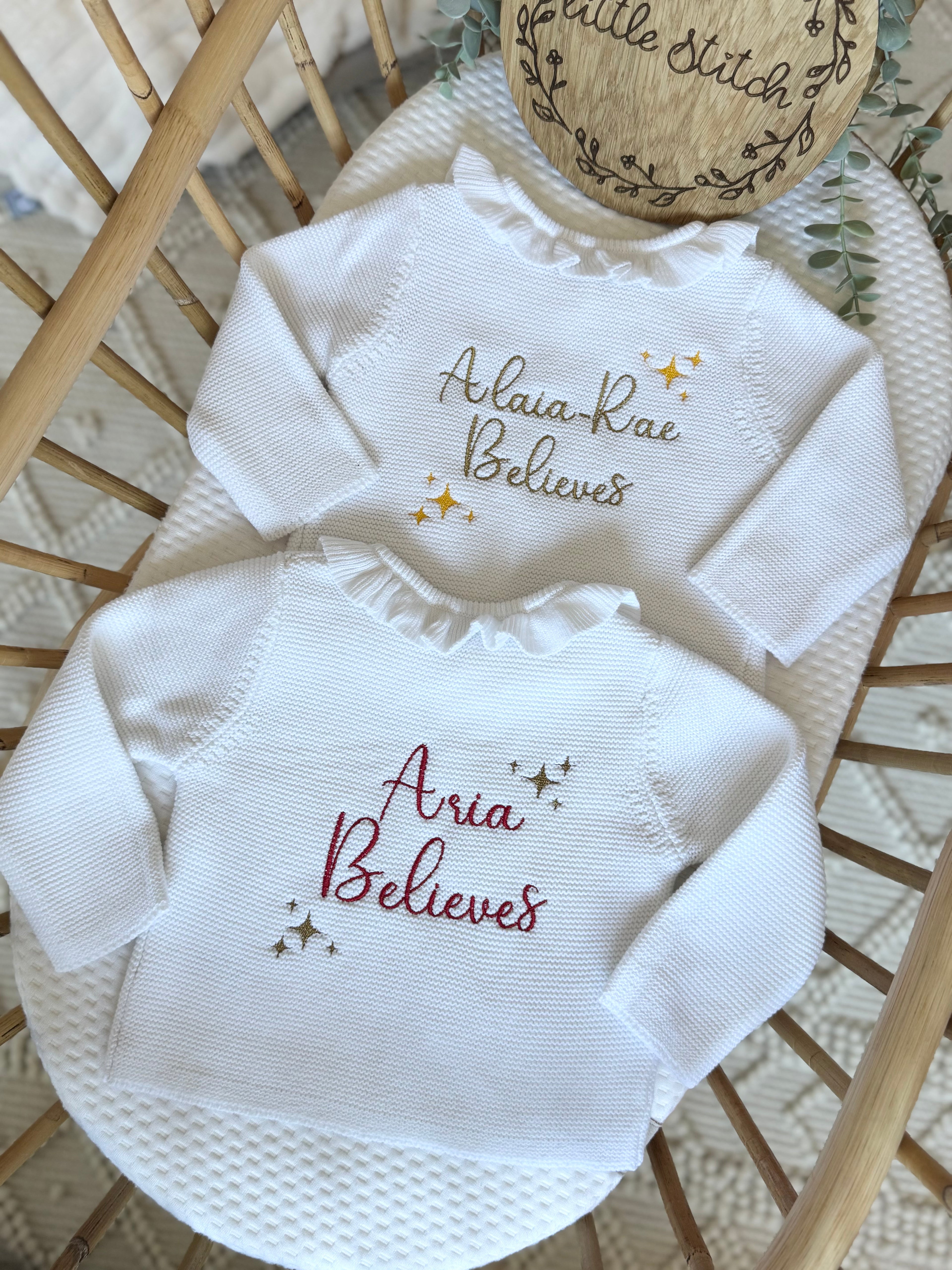 Name believes Christmas cardigan