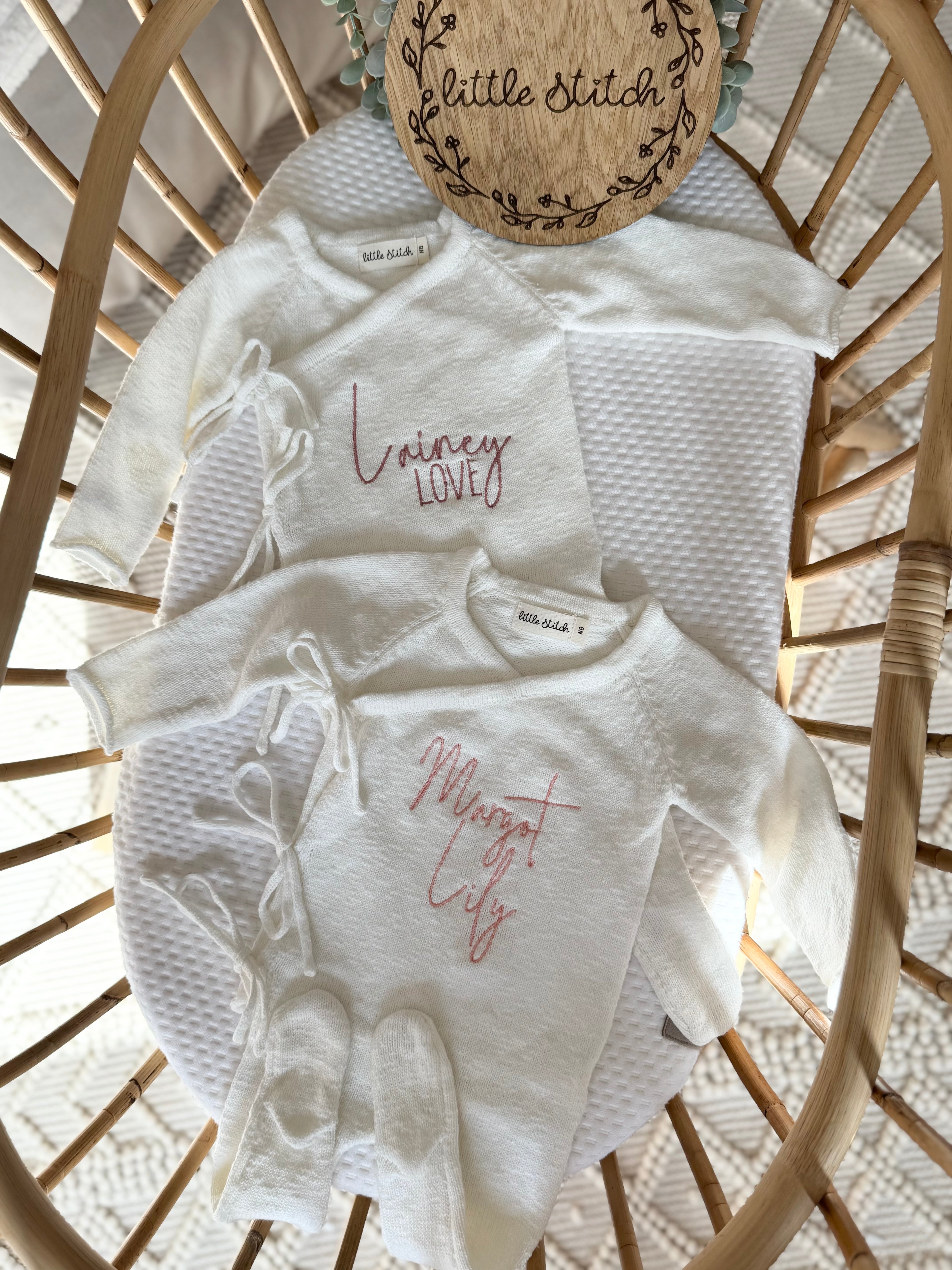 Cotton wrap babygrow - plain name