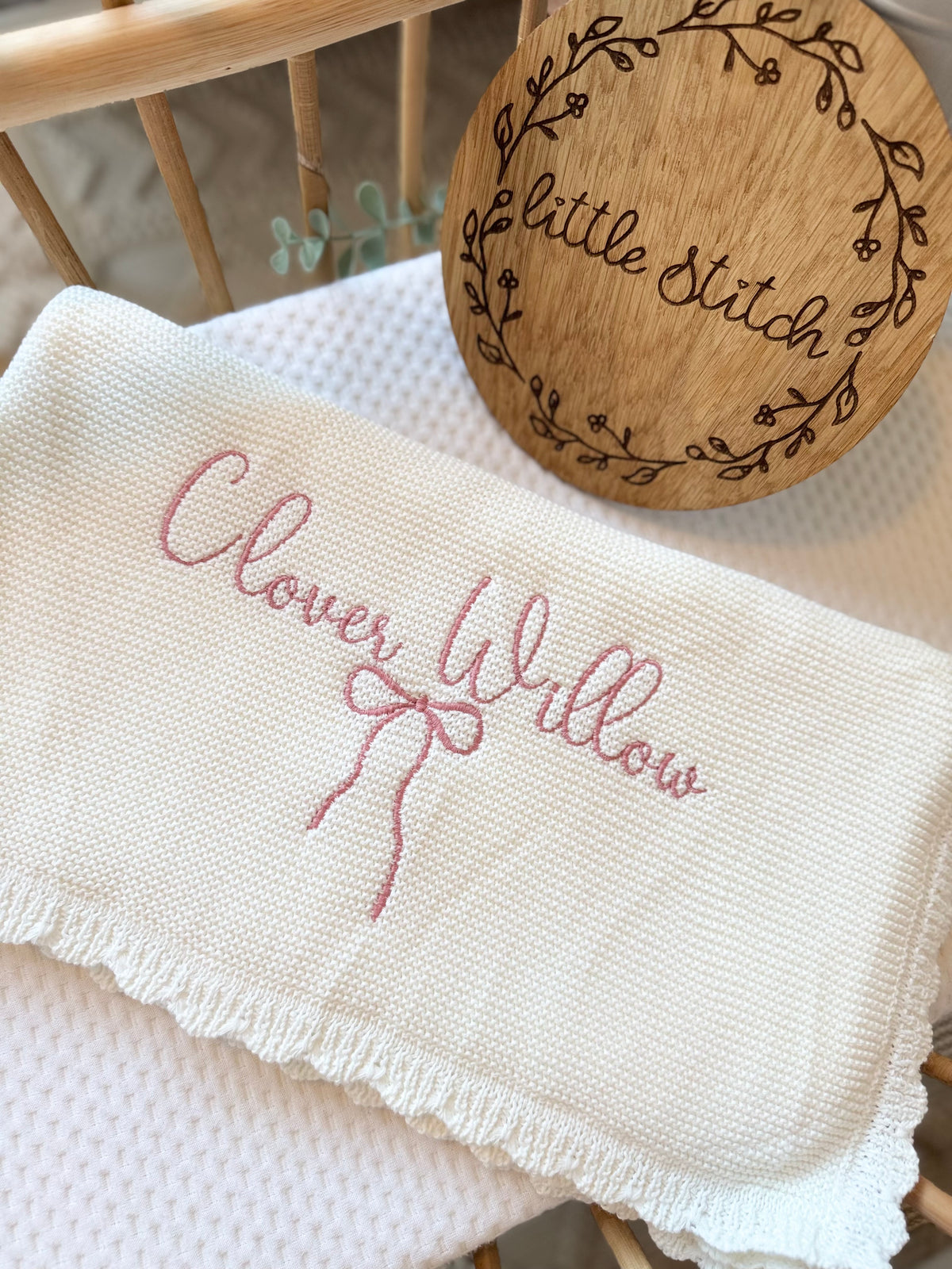Name and bow design blanket