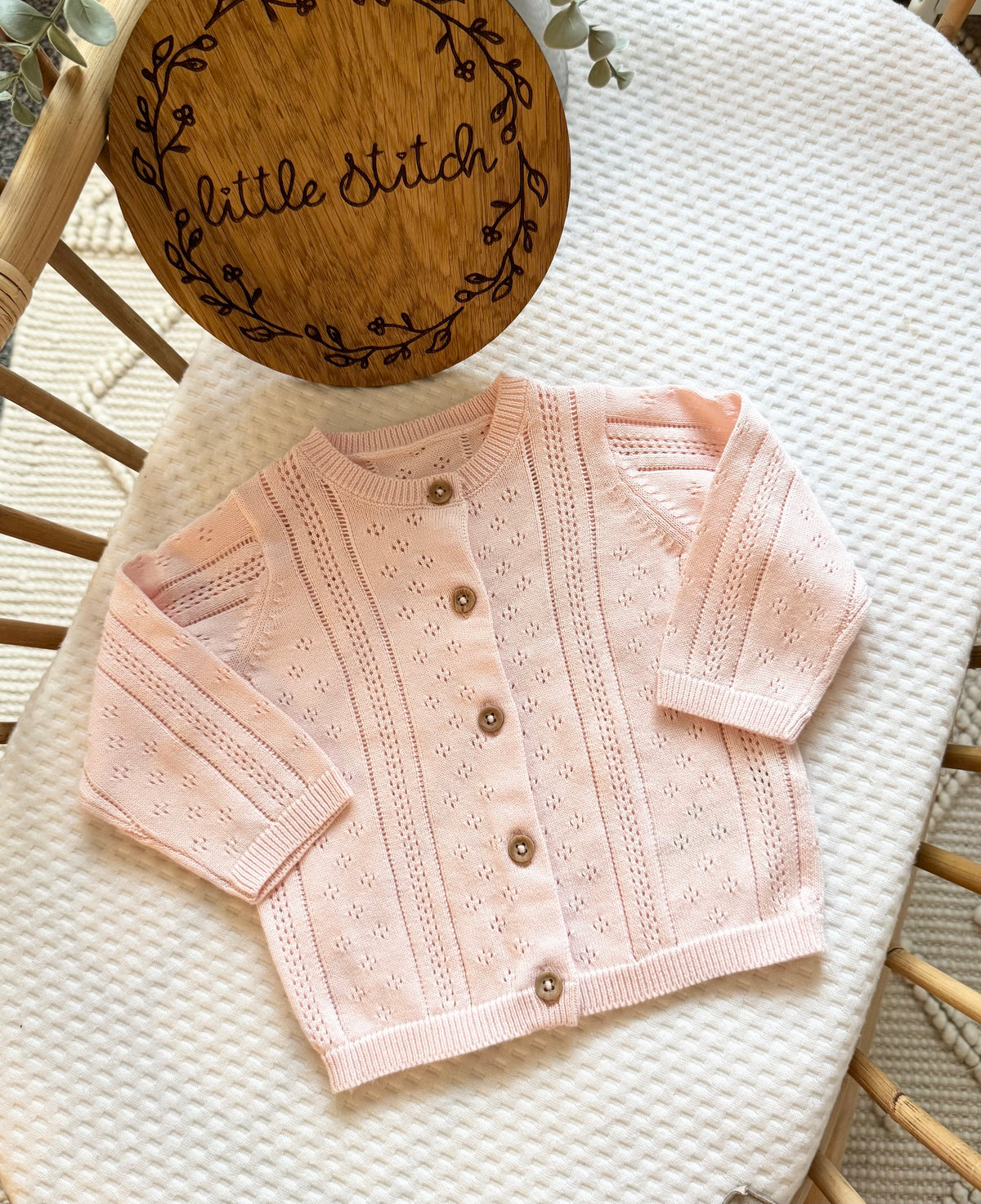 Pink cardigan - Name & scattered roses (on the back) add name to notes 💗
