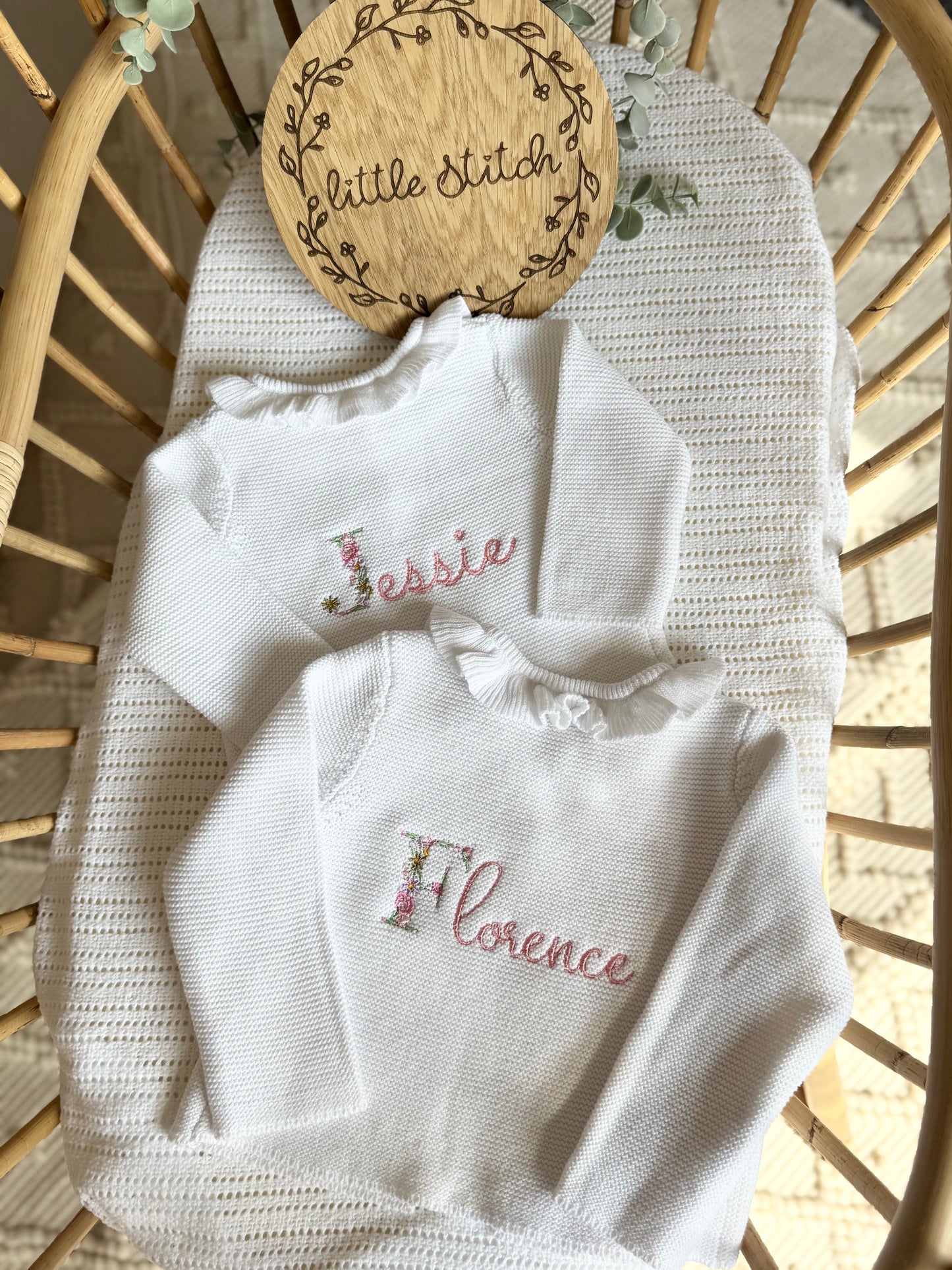 Floral first letter cardigan