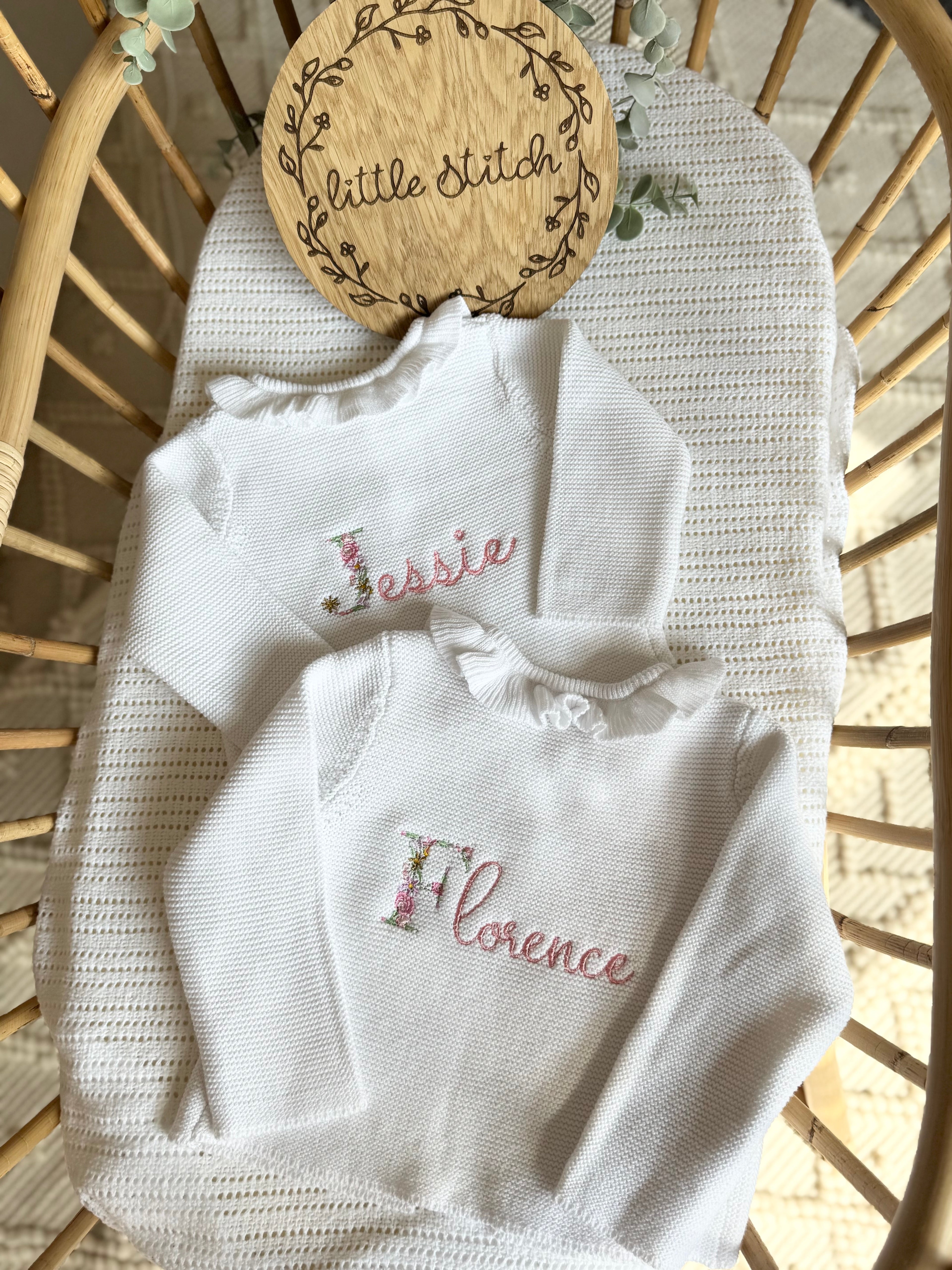 Floral first letter cardigan
