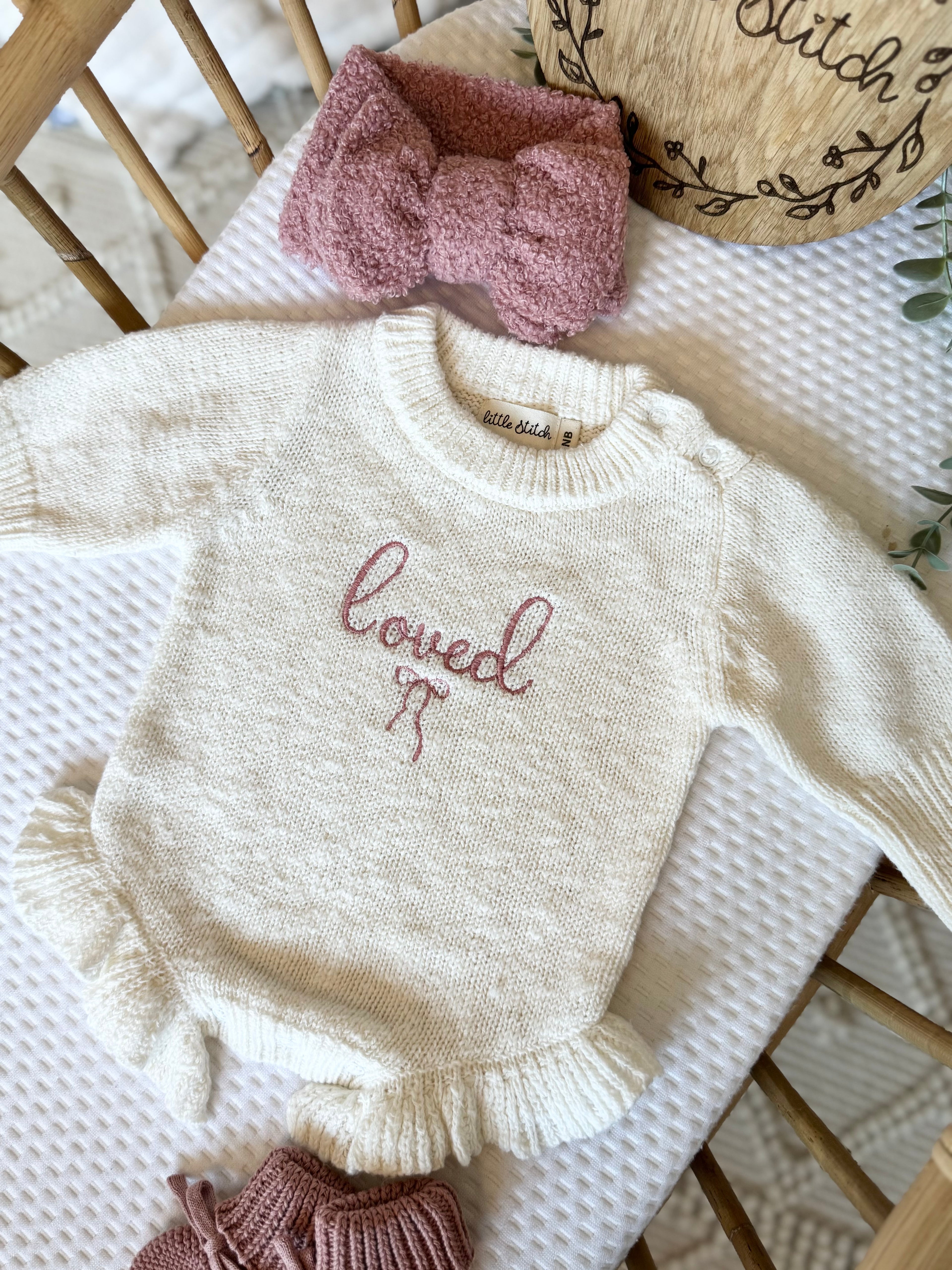Name and bow design frilly romper