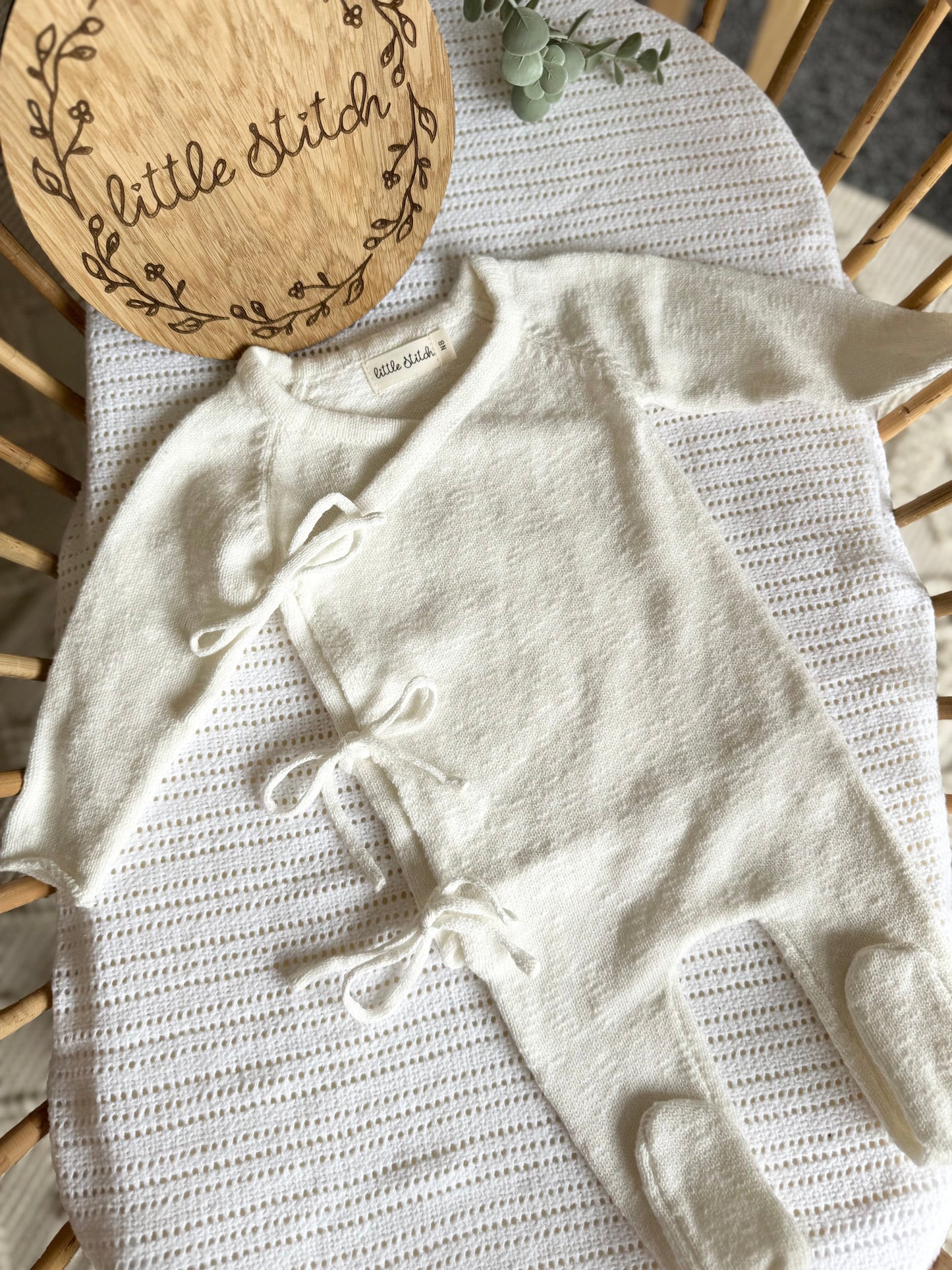 Cotton wrap babygrow - plain name