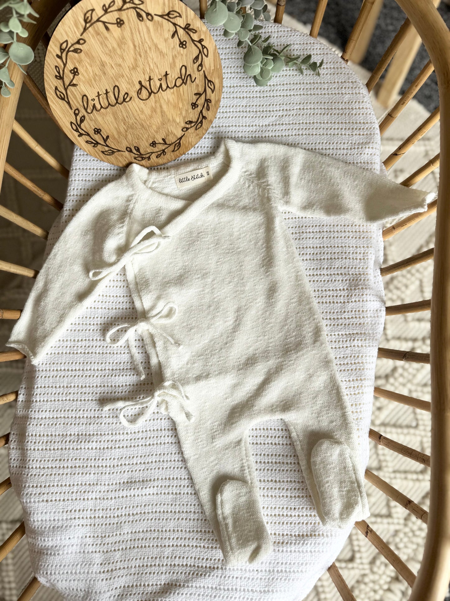 Cotton wrap babygrow - plain name