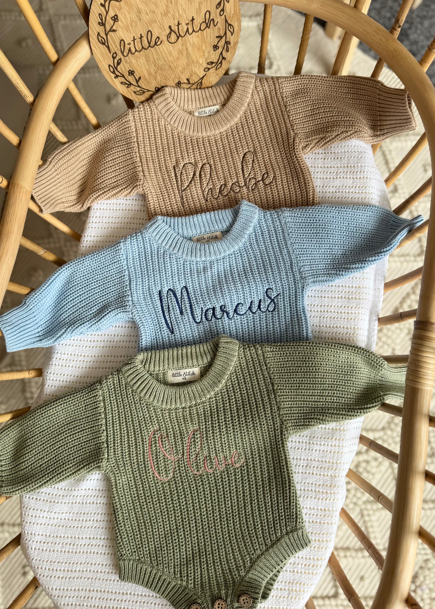 Newborn knitted romper - plain name