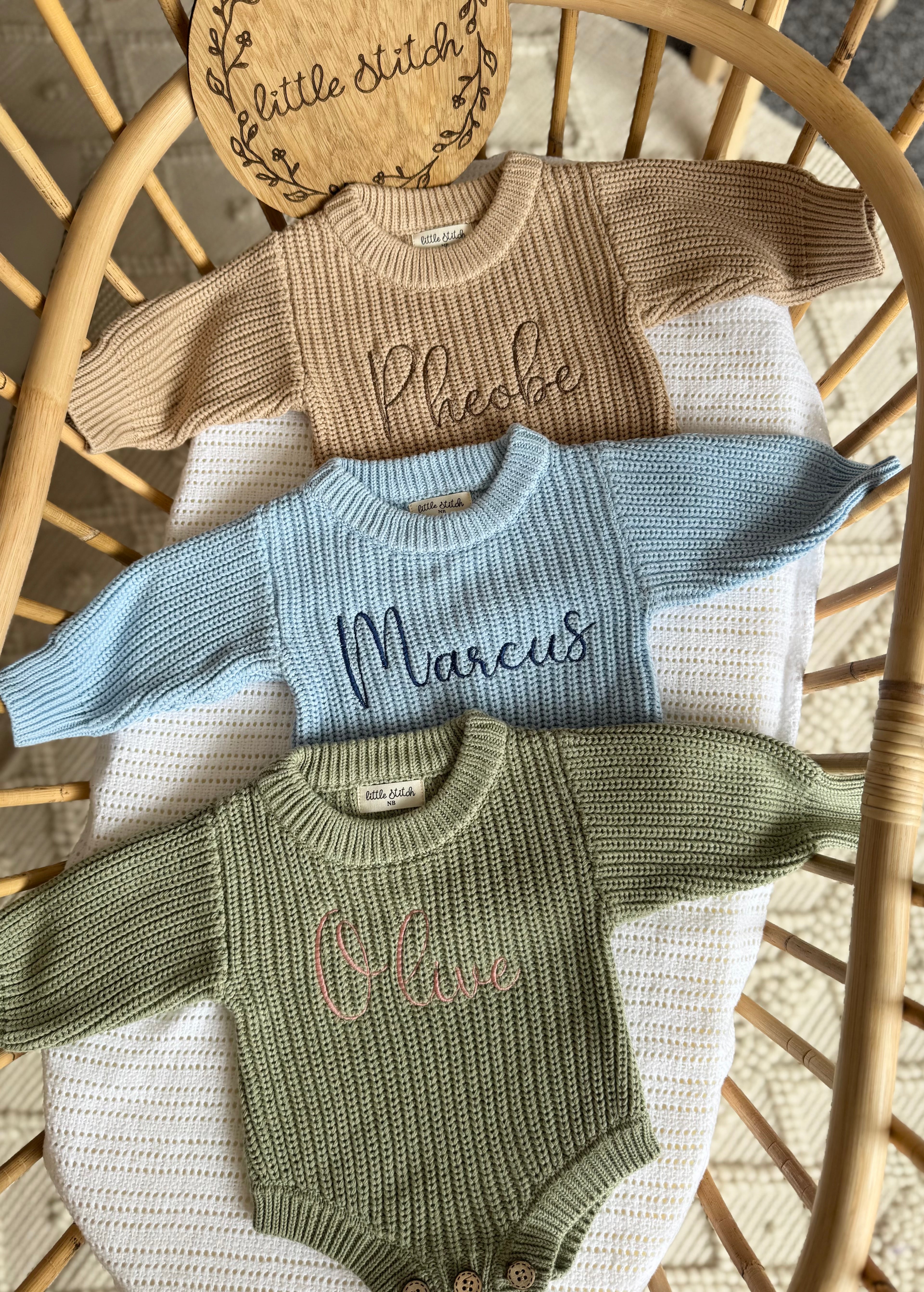 Newborn knitted romper - plain name