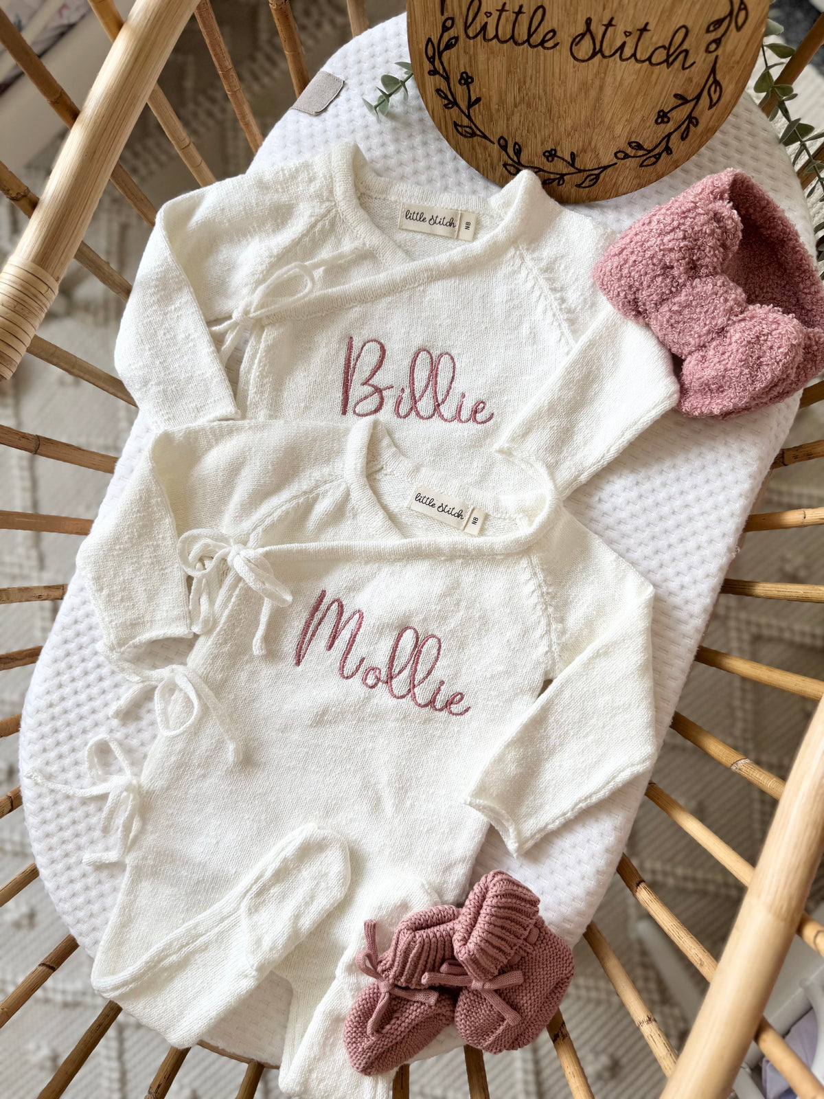 Cotton wrap babygrow - plain name