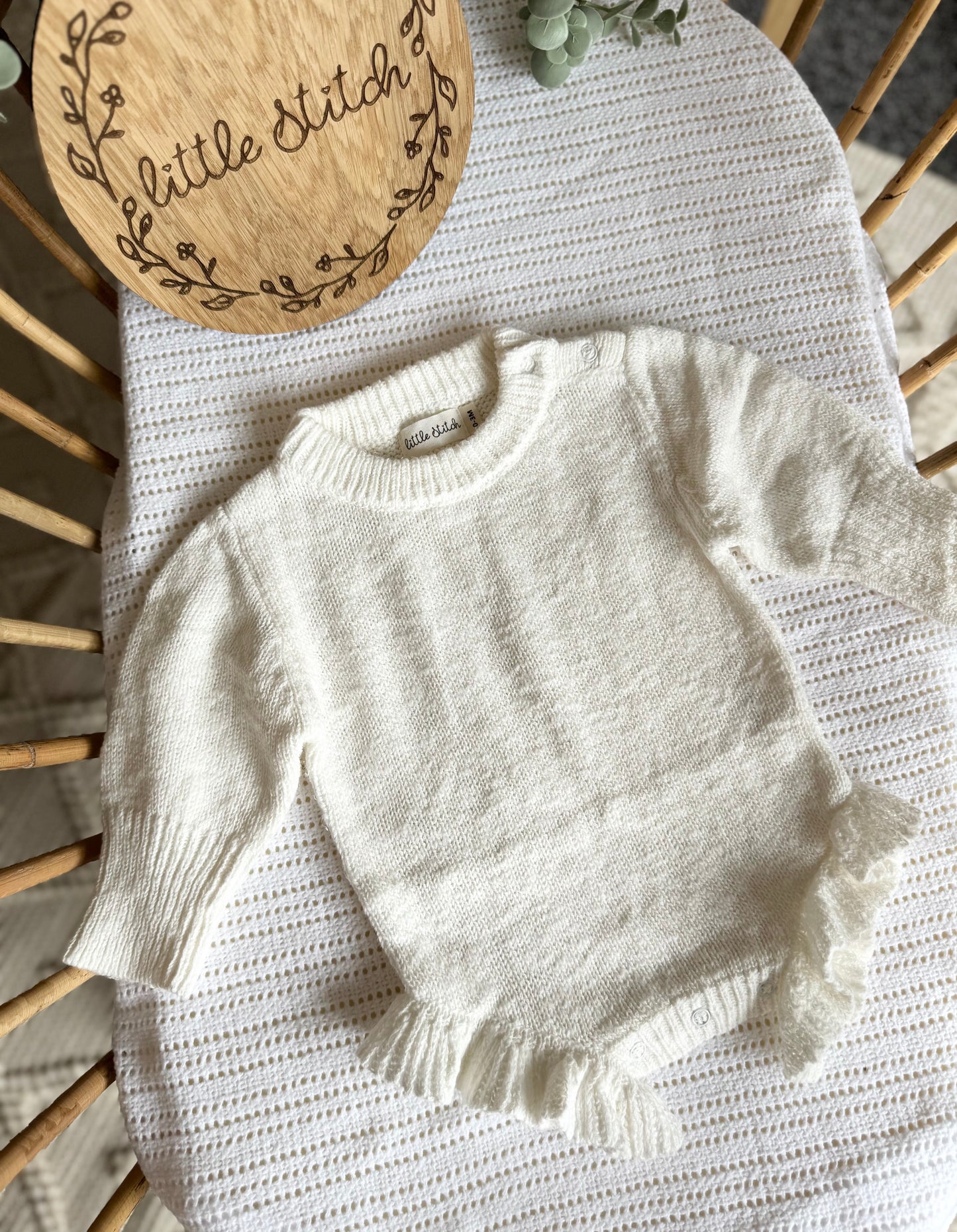 White frill romper - plain name only