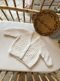 White 0-3m handknitted cardigan