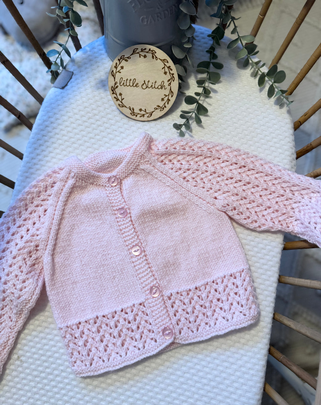 Pink 6-12m handknitted cardigan