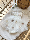 Beige crotchet dress 12-18m (smaller fit)