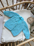 Blue 6-12m hand knitted cardigan