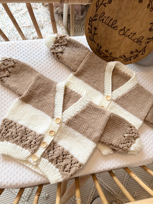 Brown stripe handknitted cardigan