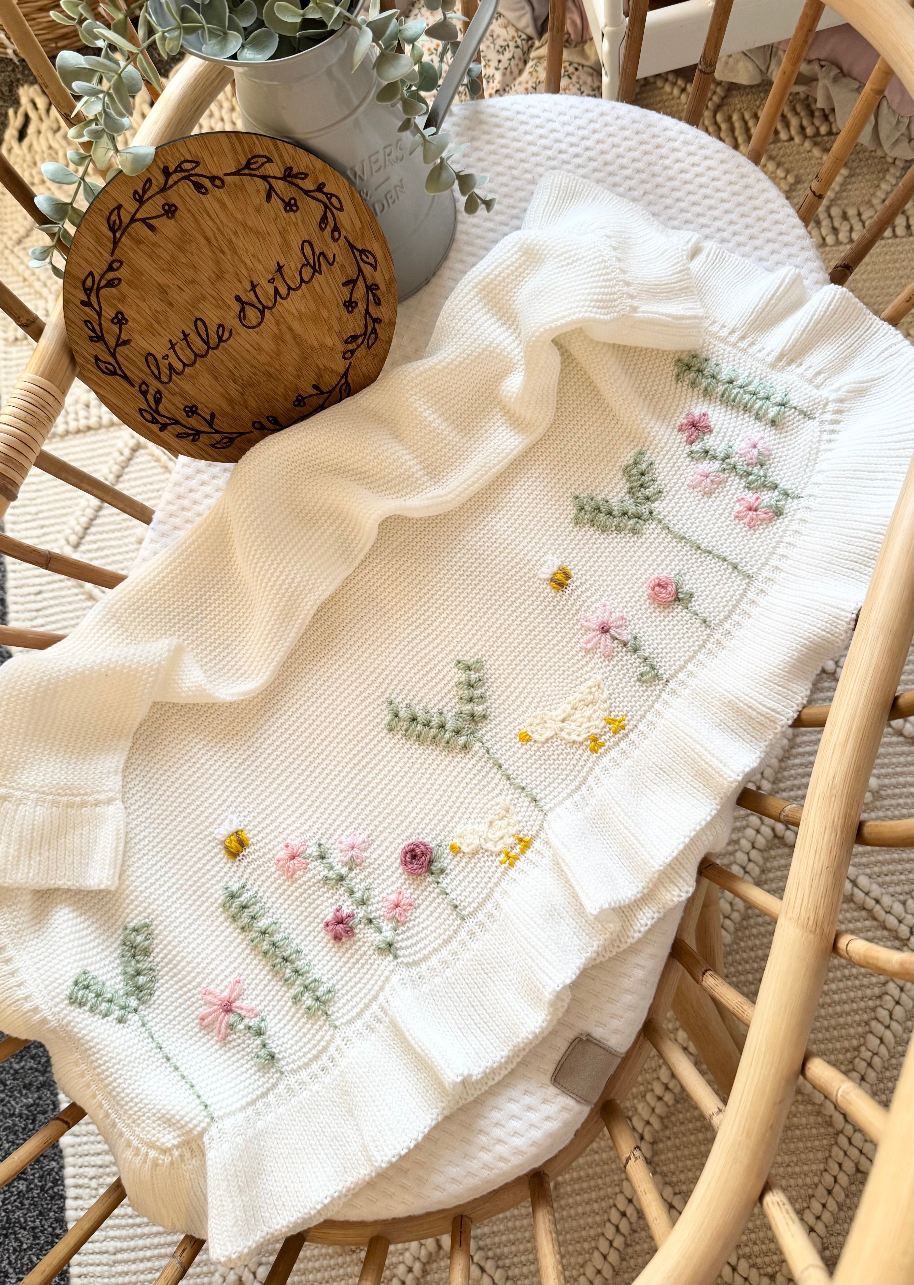 Wildflower and duck theme blanket (NO NAME INCLUDED - add the extra listing for a name)