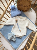 Blue 5 piece set - newborn romper - add name to notes