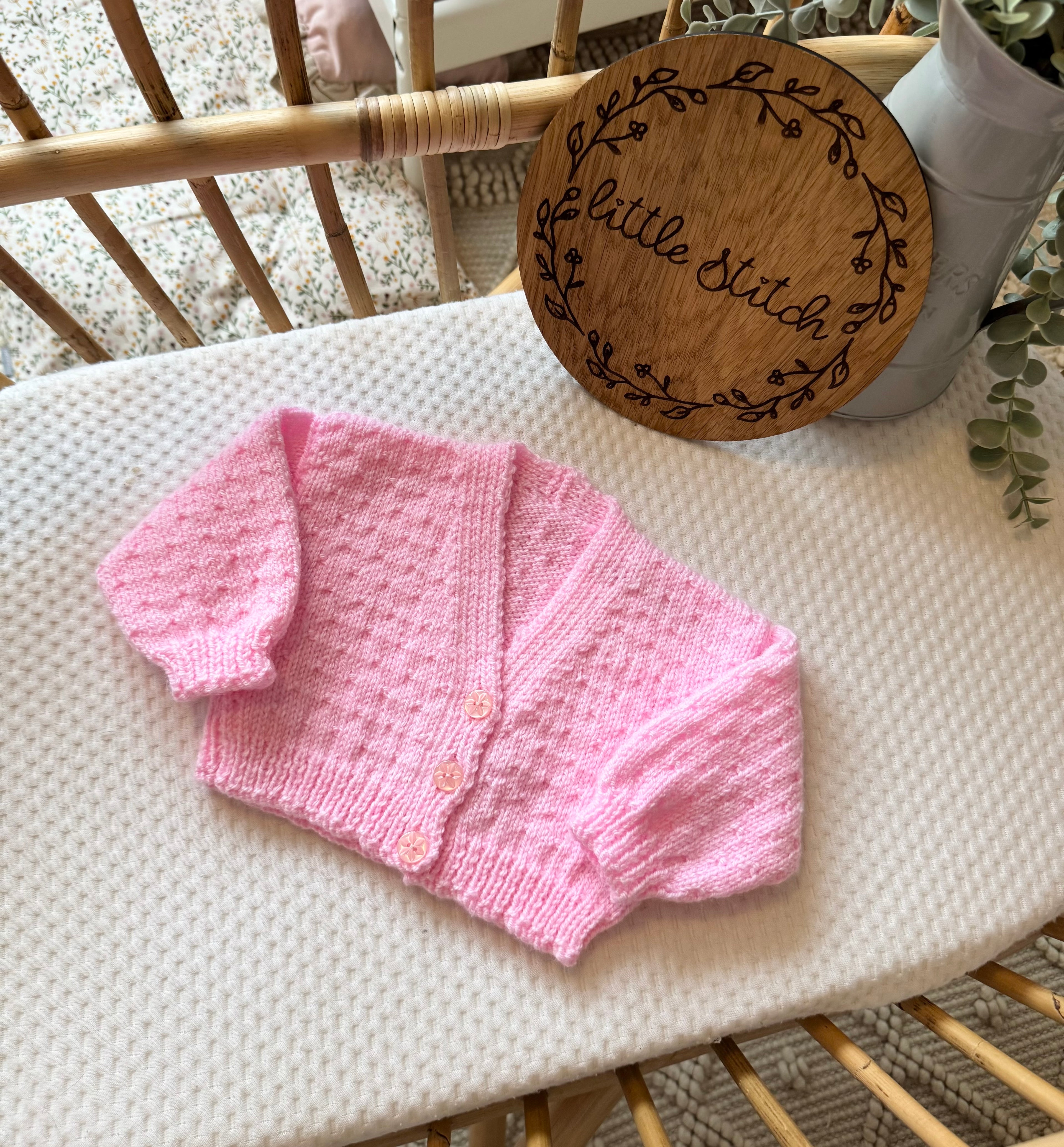 Pink 3-6m handknitted cardigan