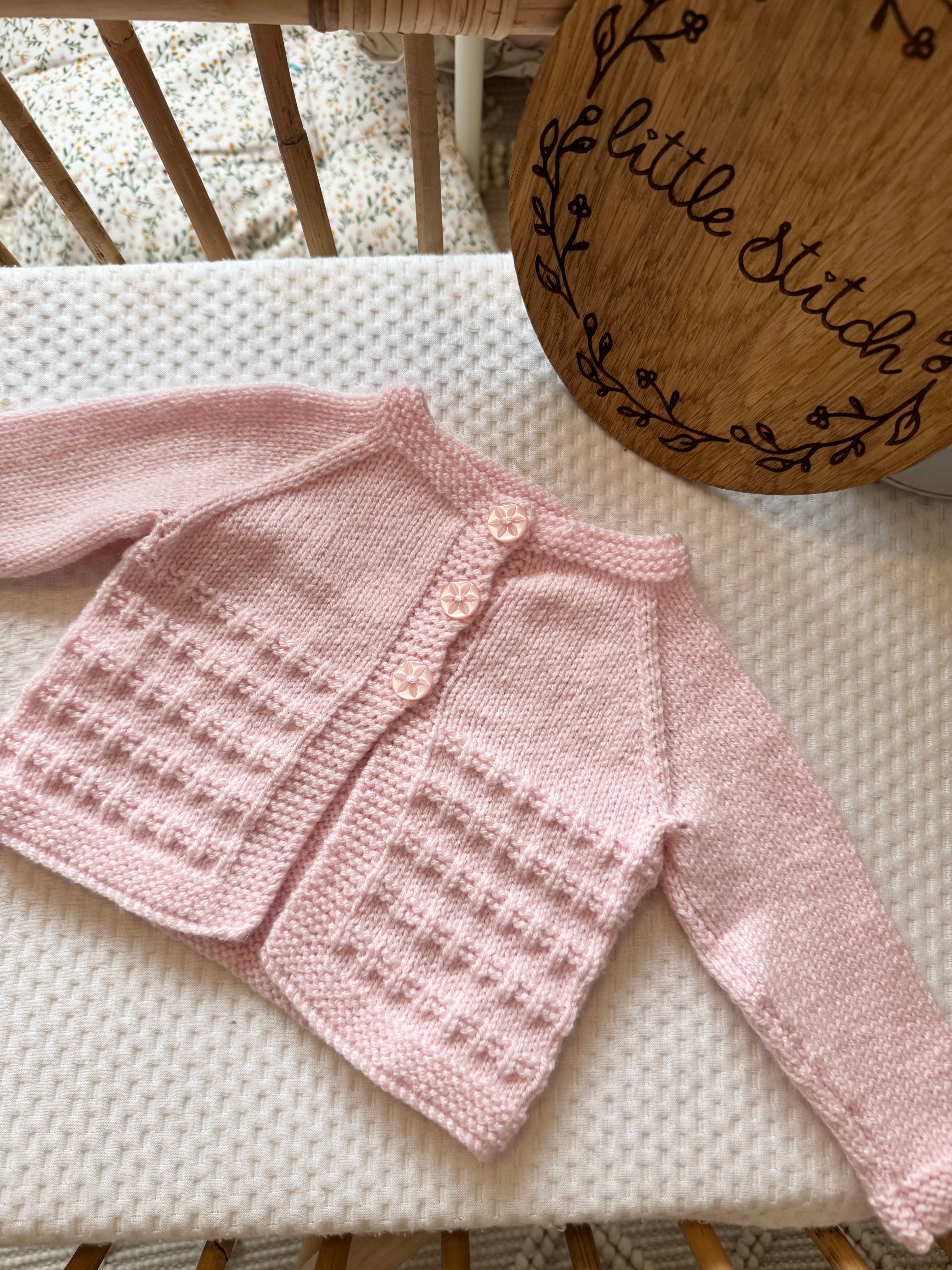 Pink 3-6m handknitted cardigan