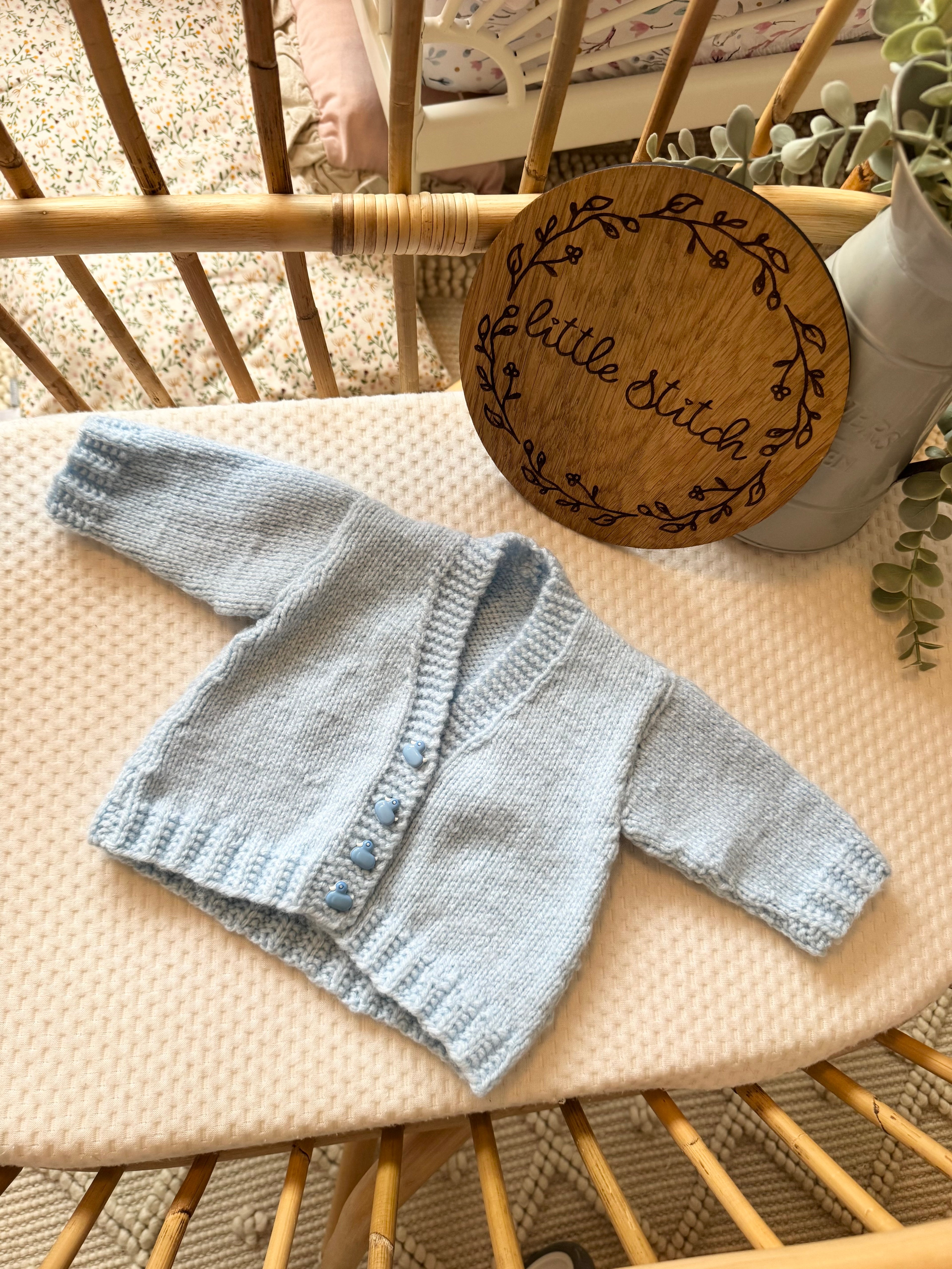 Blue 0-3m handknitted cardigan