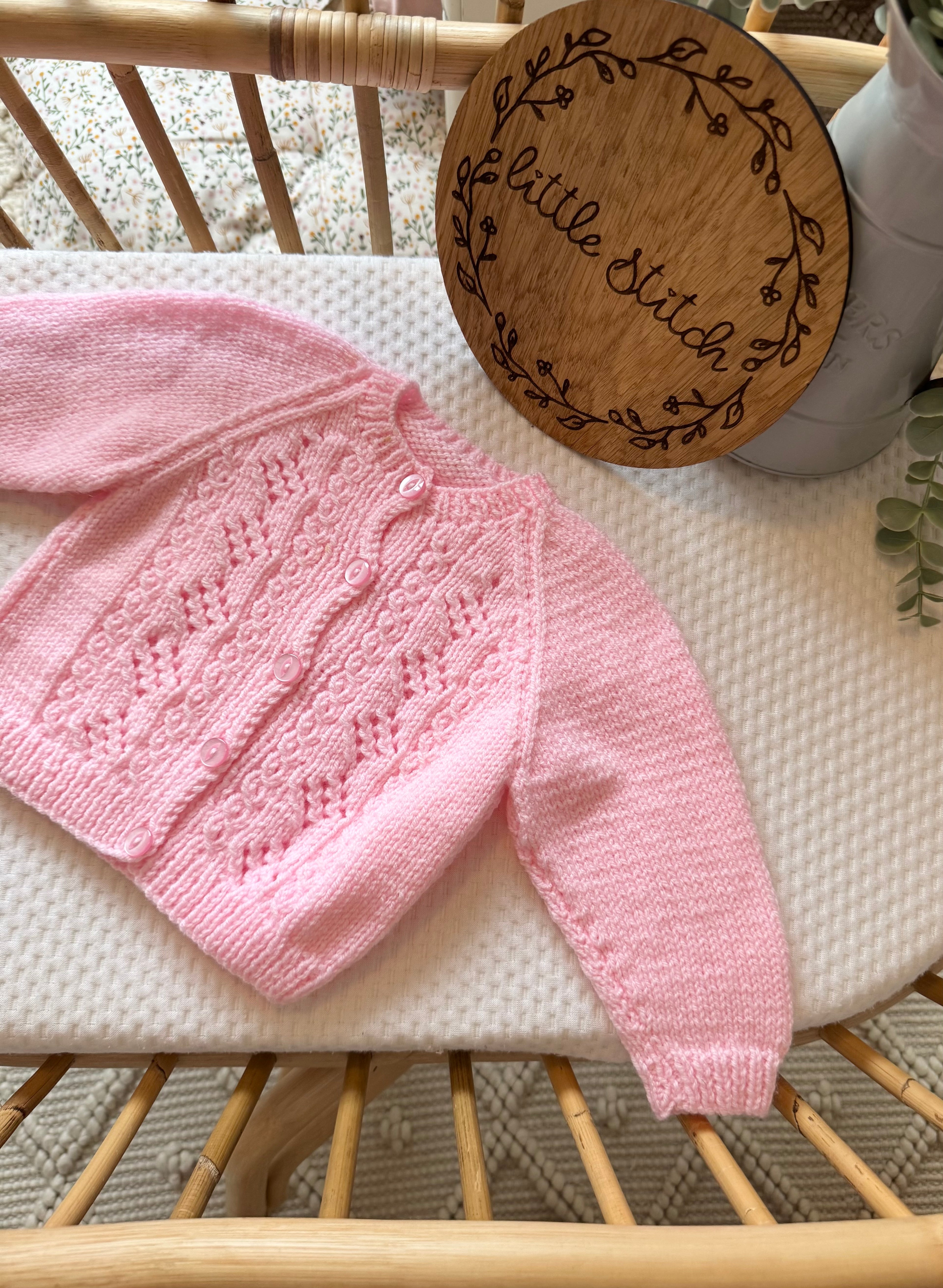 Pink 6-12m handknitted cardigan