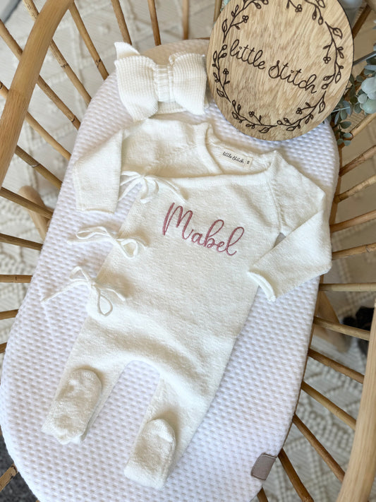 Cotton wrap babygrow - plain name
