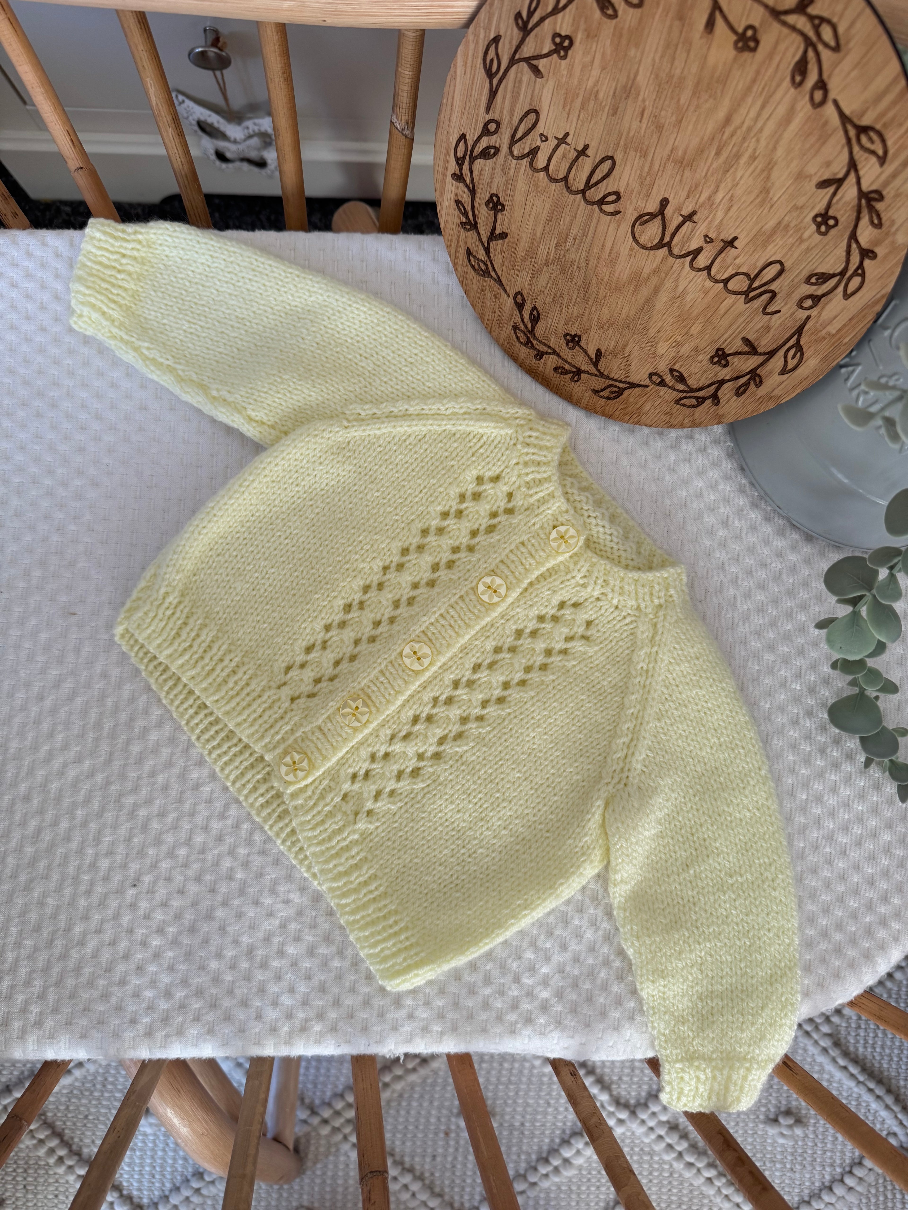 Yellow Hand knitted cardigan 0-3m