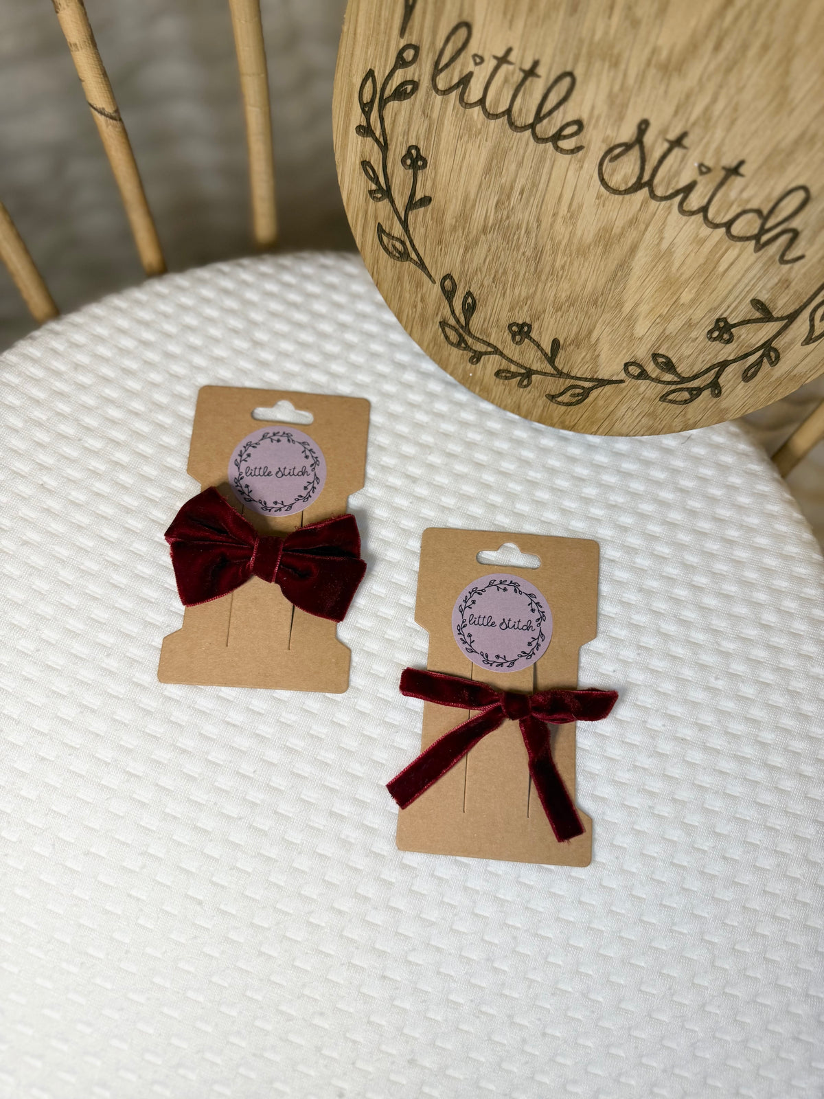 Hair bow - clip (matches velvet red Christmas romper)