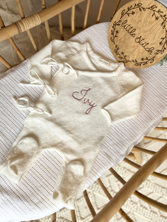 Cotton wrap babygrow - plain name
