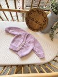 Lilac newborn handknitted cardigan