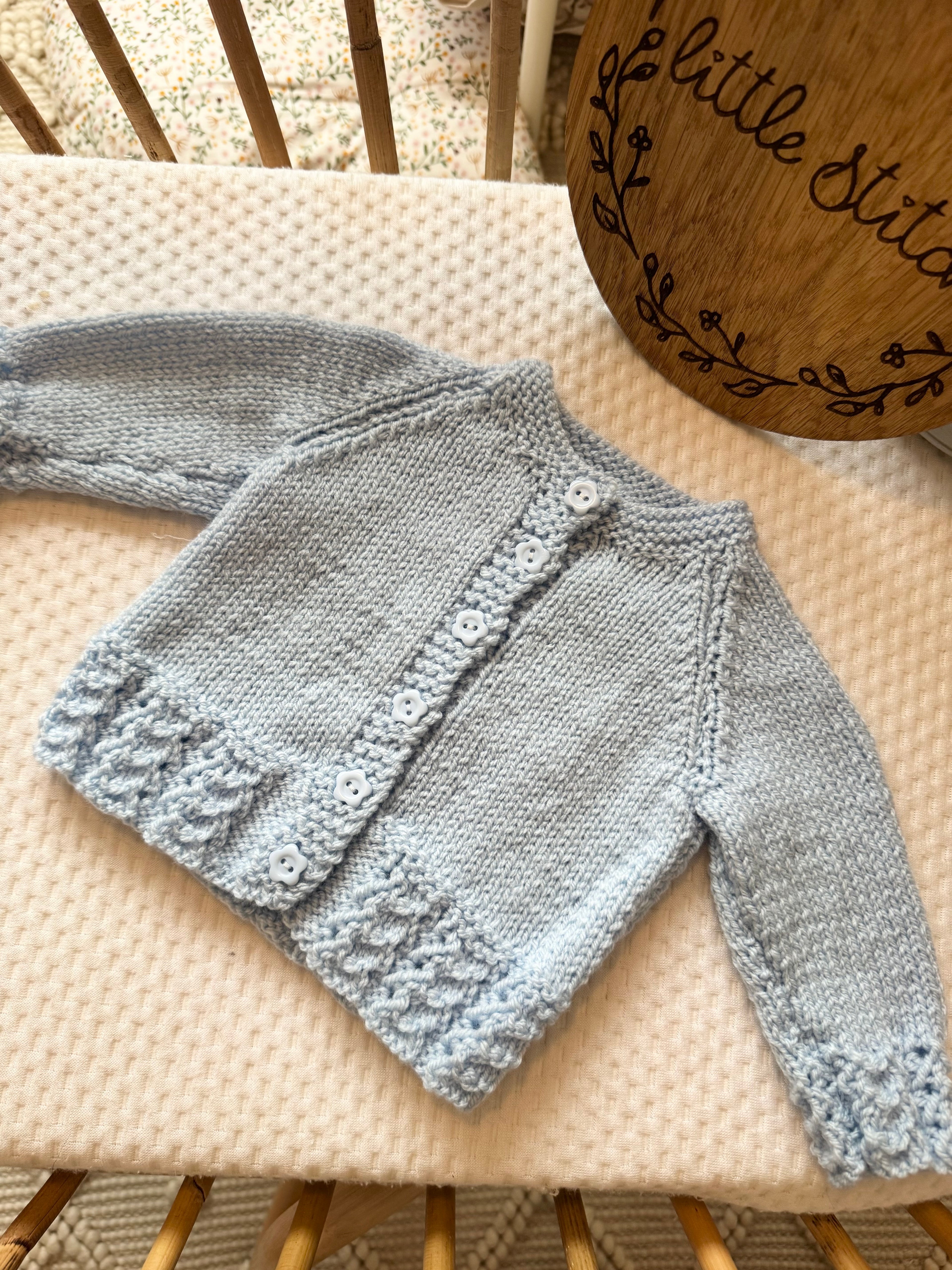 Blue 0-3m Handknitted cardigan