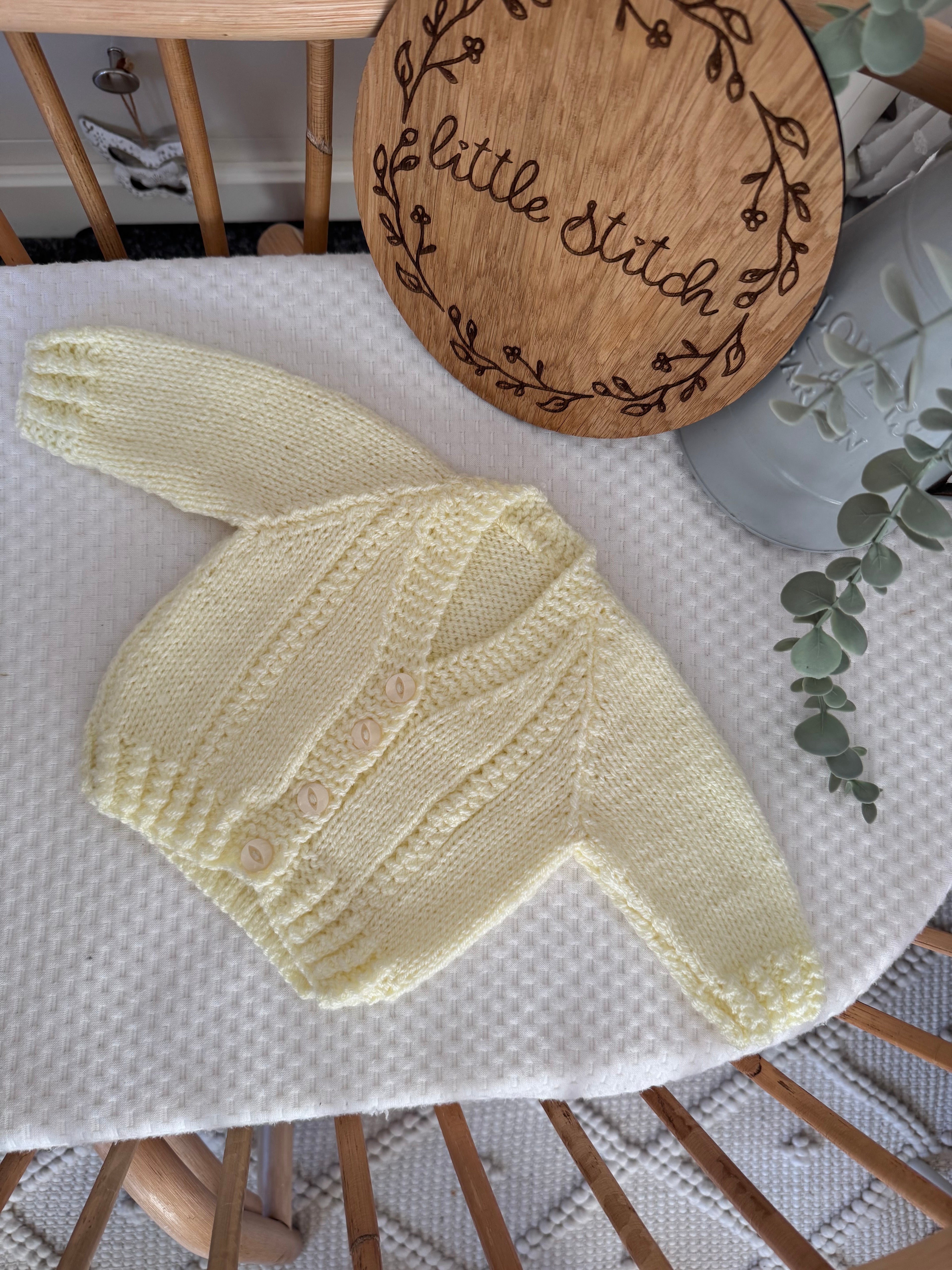 Yellow Hand knitted cardigan 0-3m