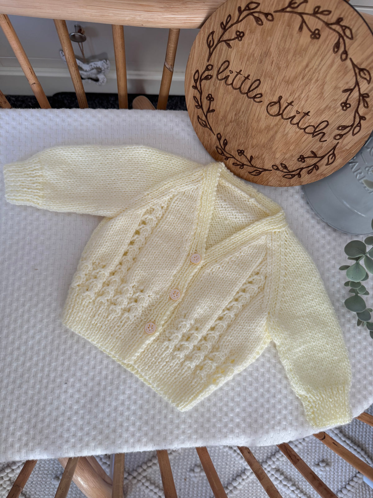 Yellow Hand knitted cardigan 0-3m