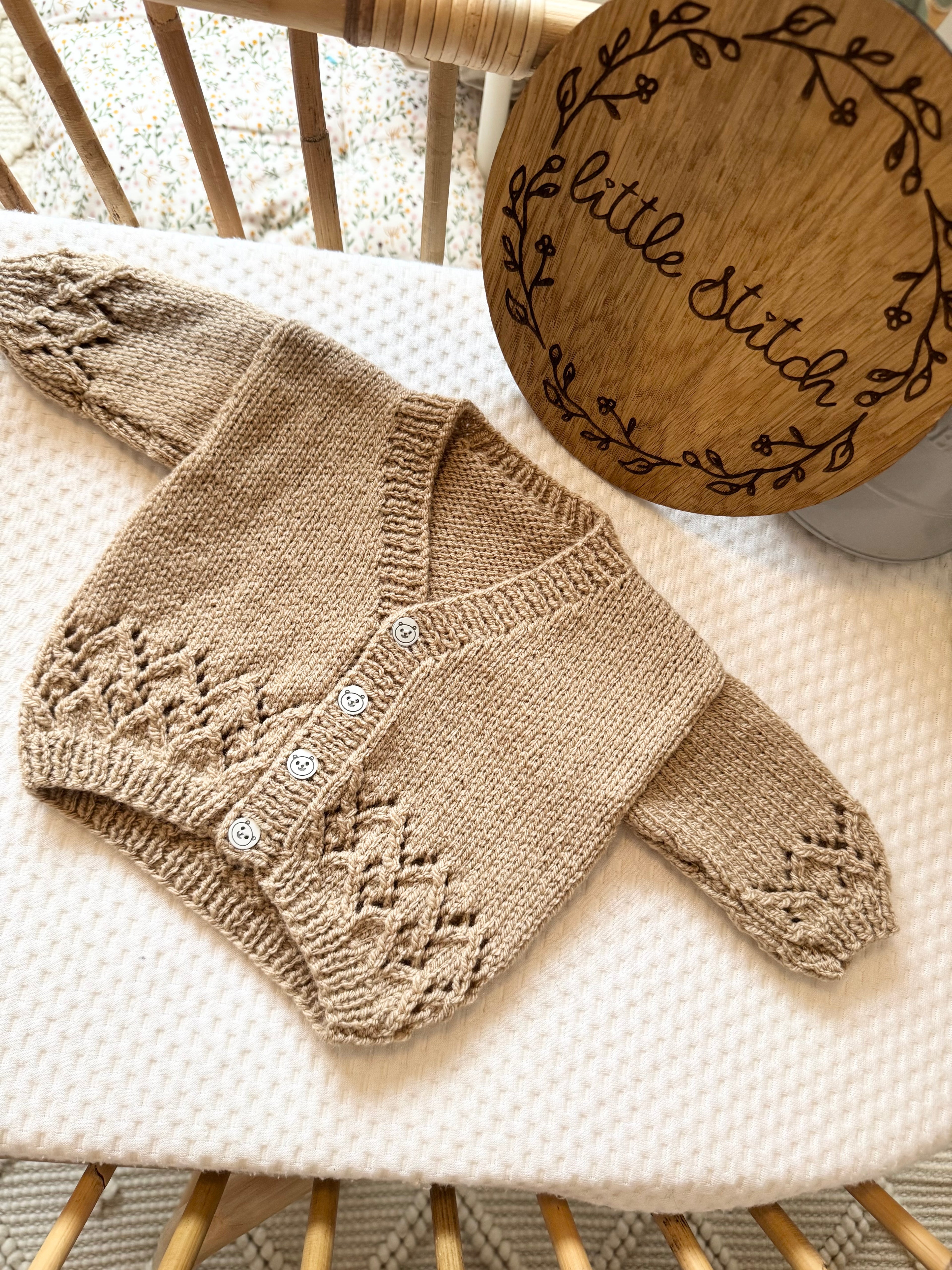 Brown 0-3m handknitted cardigan