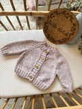 Purple fleck 3-6m handknitted cardigan