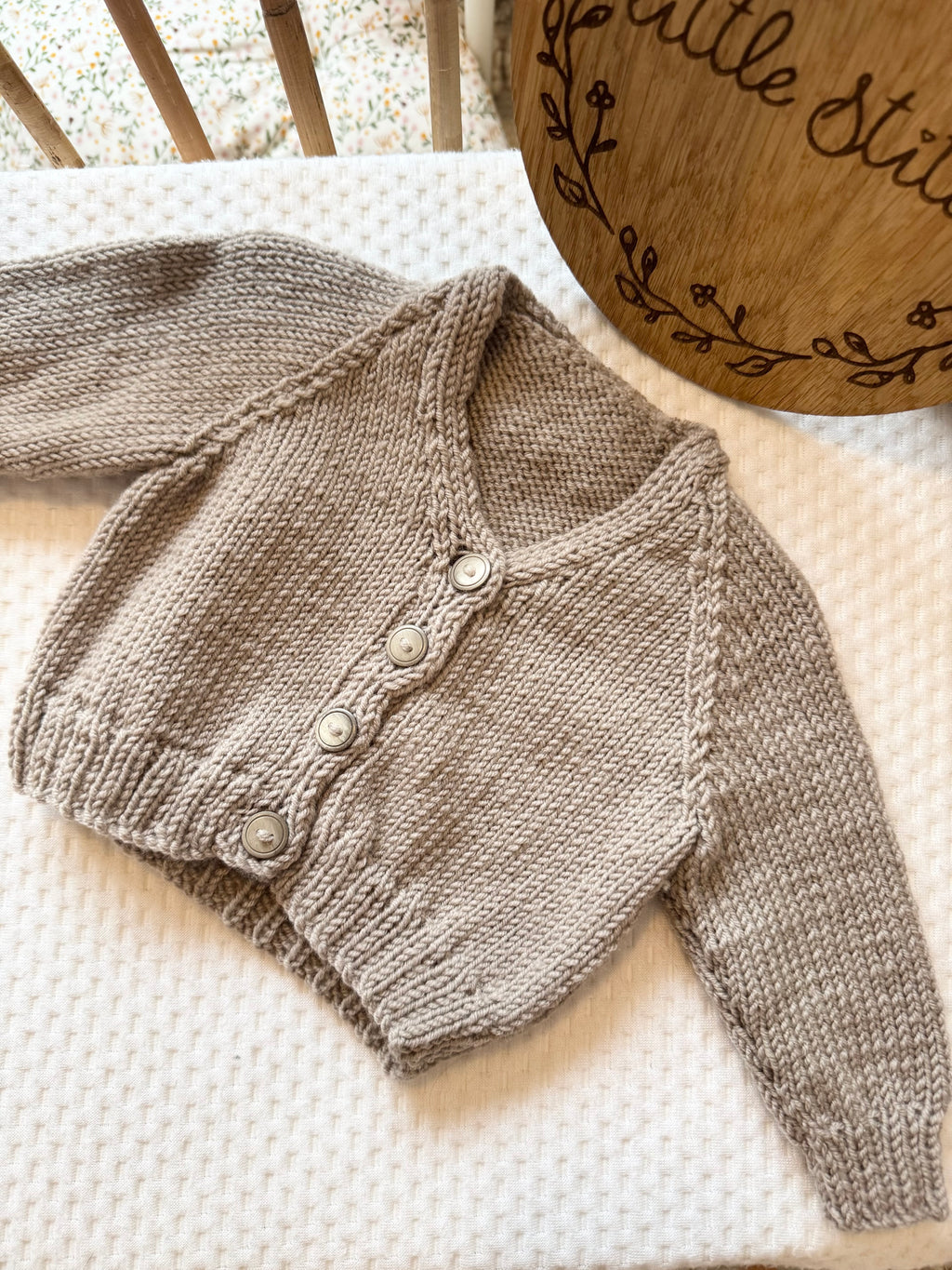 Brown 0-3m handknitted cardigan