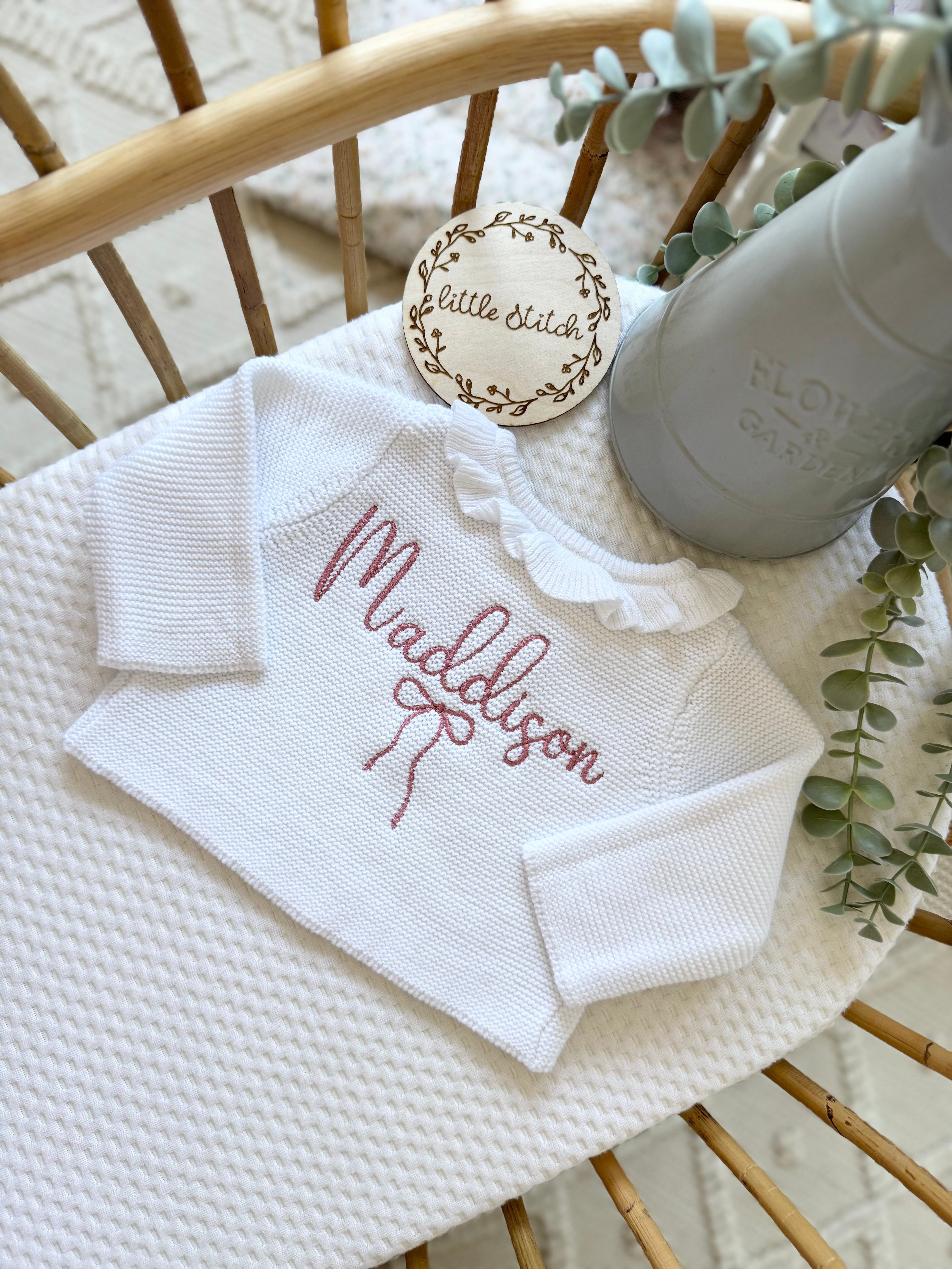 Name and bow cardigan