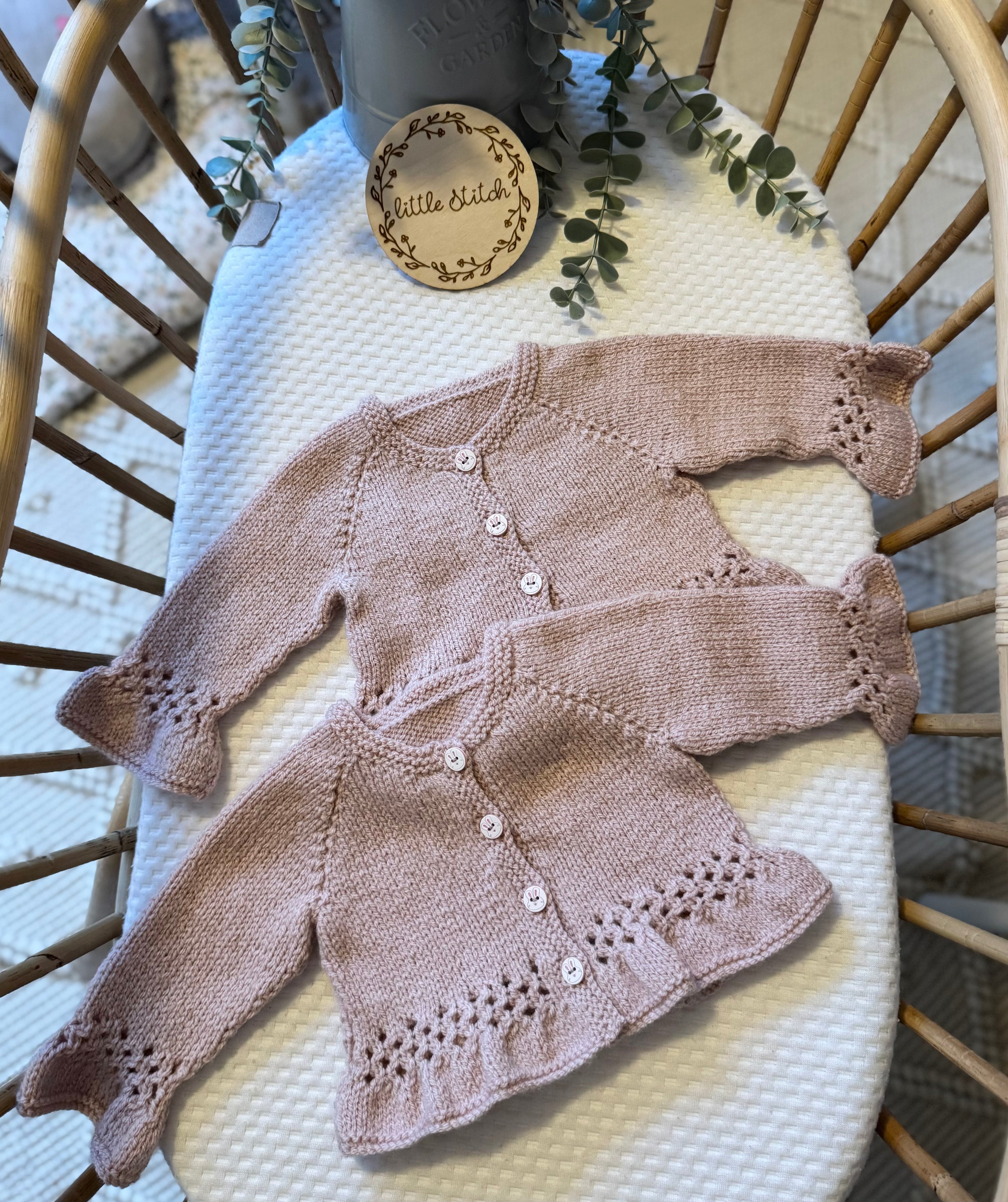 Pink 3-6m handknitted cardigan