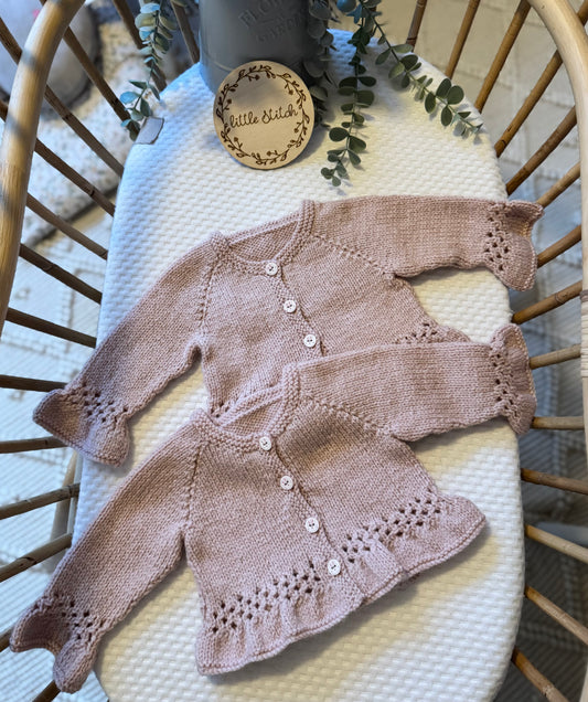 Pink 3-6m handknitted cardigan