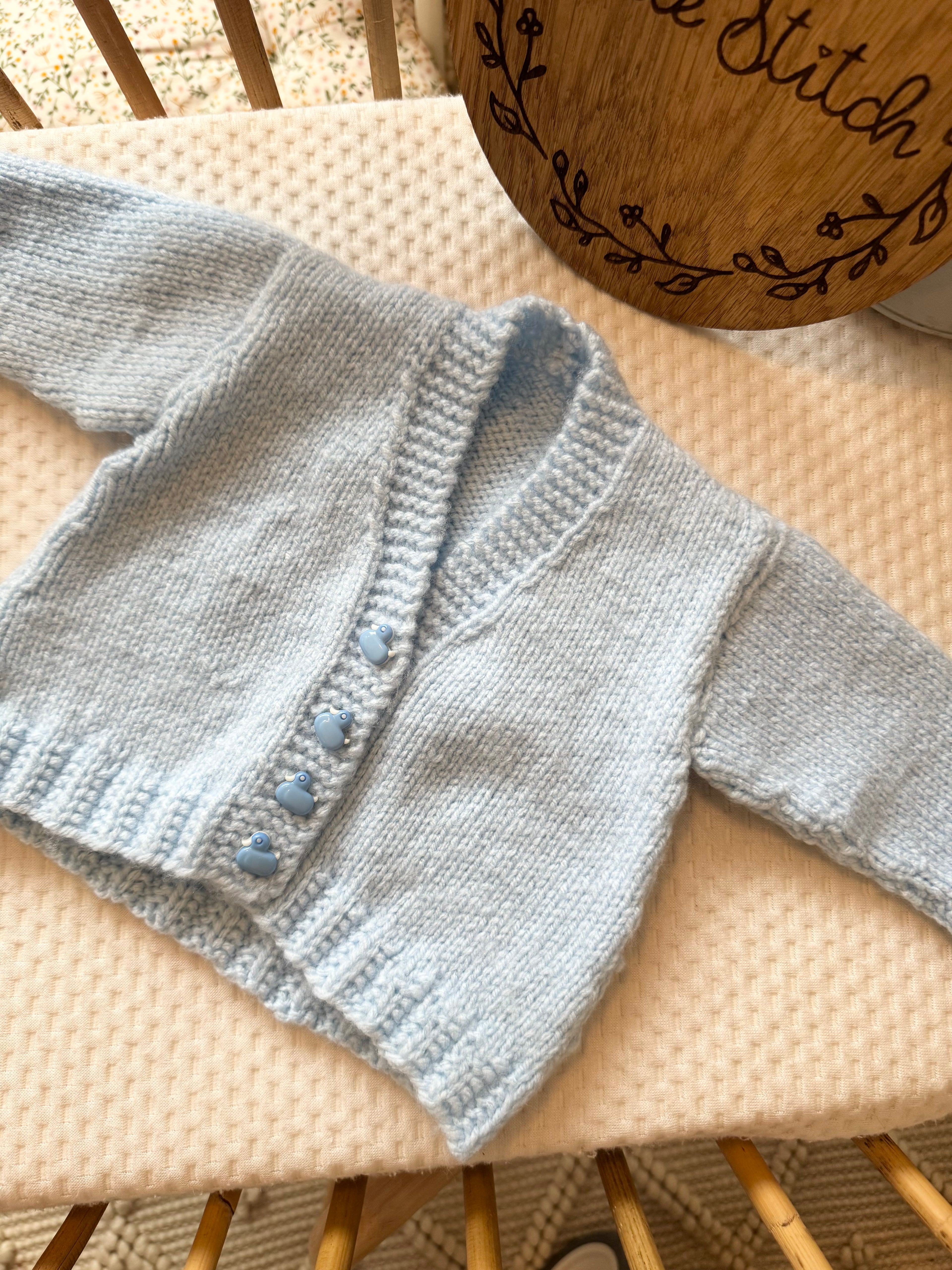 Blue 0-3m handknitted cardigan