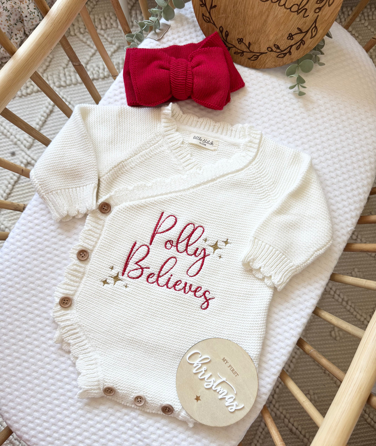Christmas Believes scallop romper.
