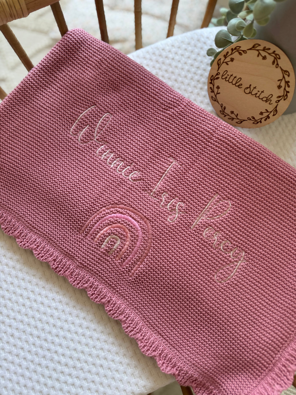 Name and rainbow design blanket