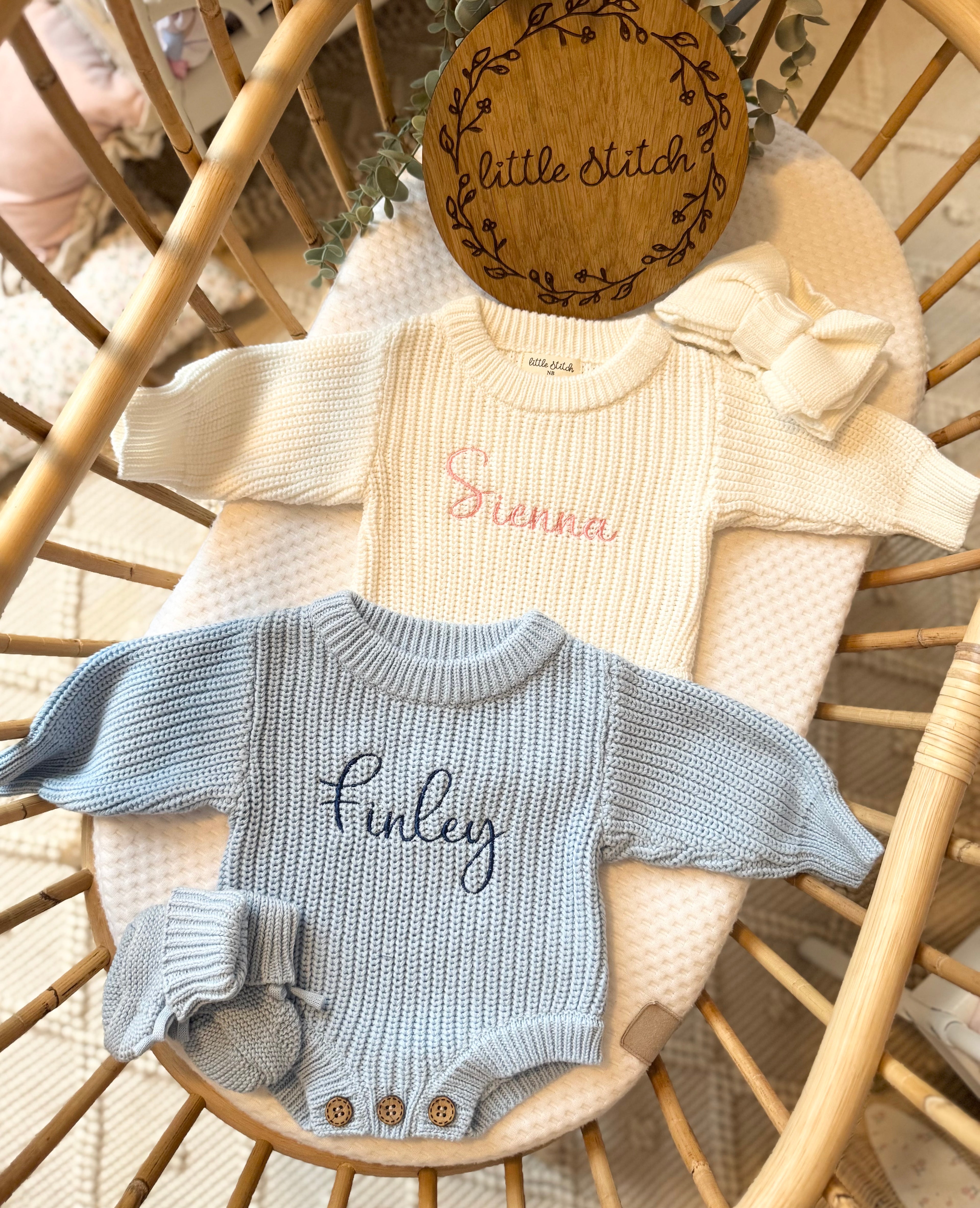 Newborn knitted romper - plain name