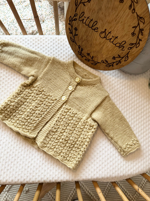 Beige 0-3m handknitted cardigan